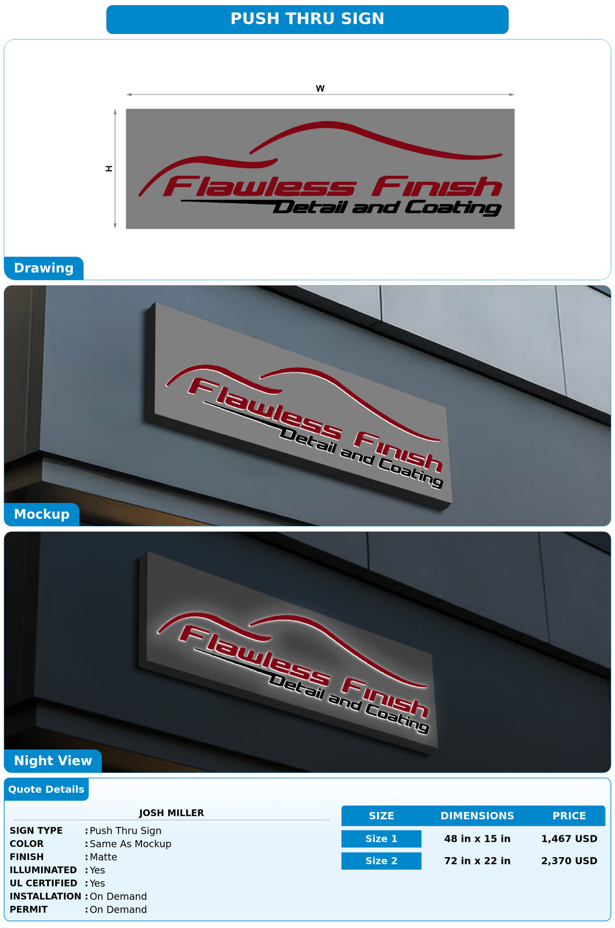 CUSTOM MOCKUP SIGN FOR Josh Miller