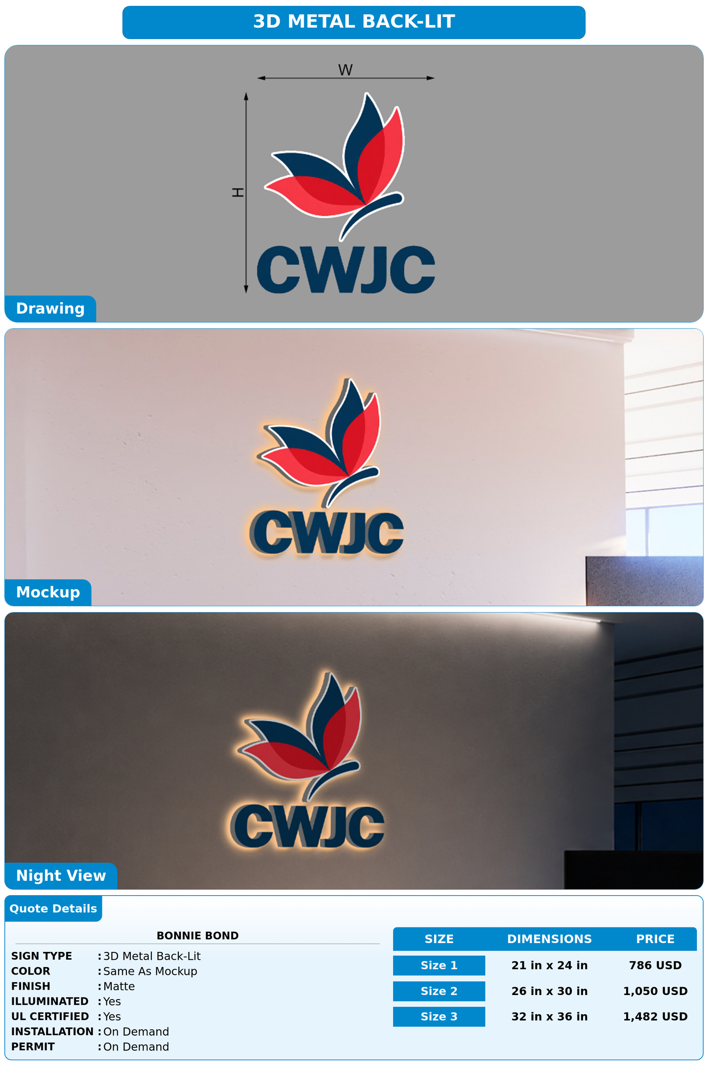 CUSTOM MOCKUP SIGN FOR Bonnie Bond