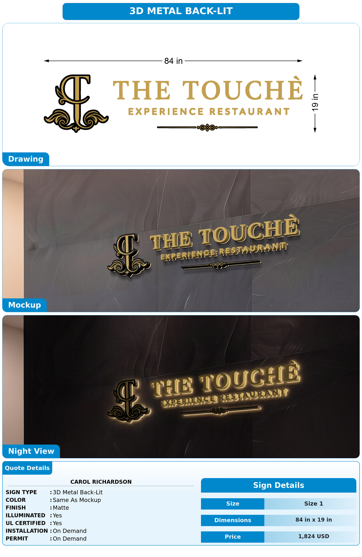 CUSTOM MOCKUP SIGN FOR Carol Richardson