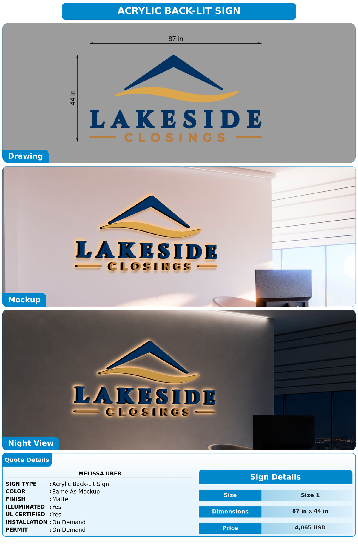CUSTOM MOCKUP SIGN FOR Melissa Uber