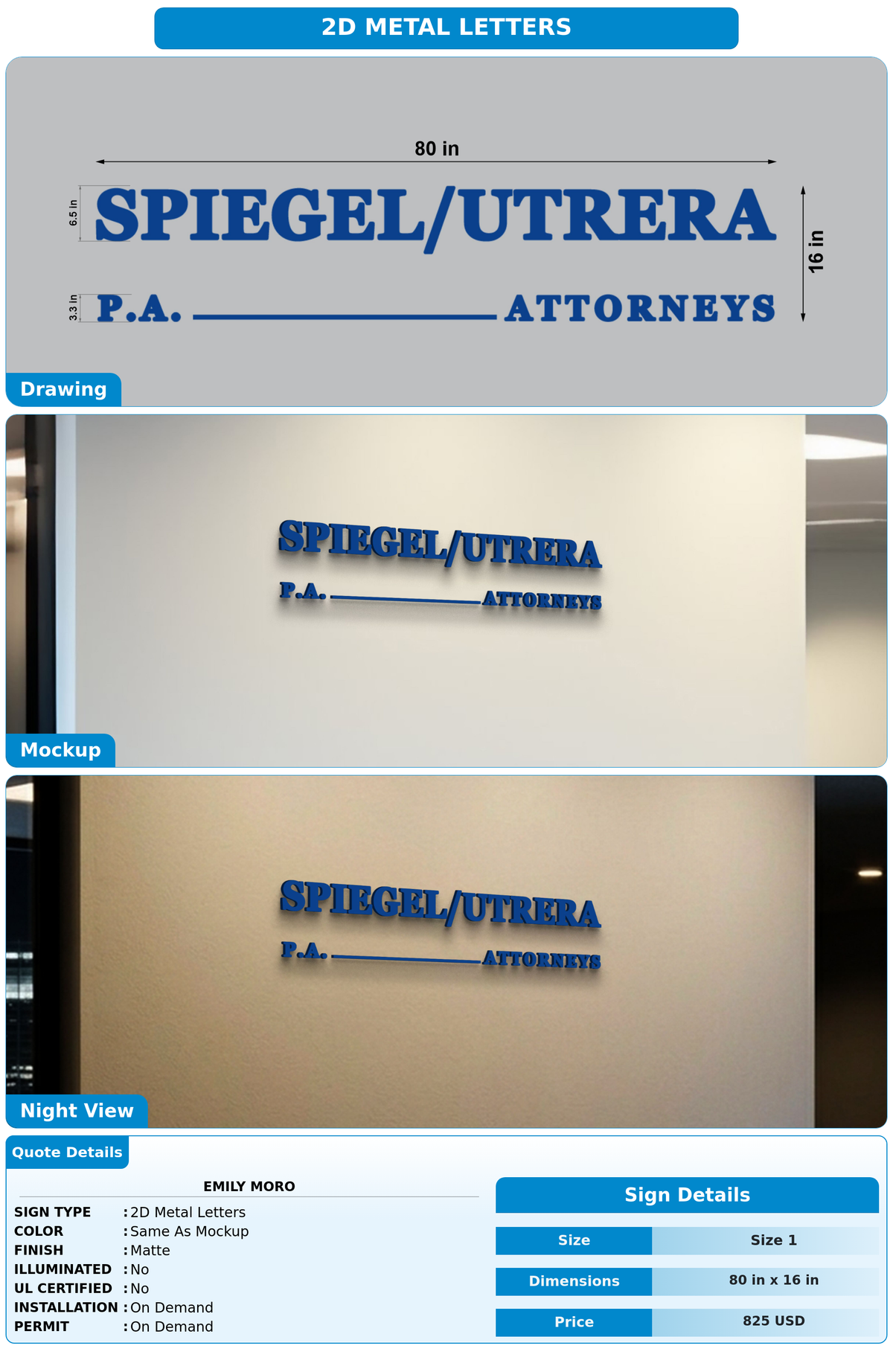 CUSTOM MOCKUP SIGN FOR Emily Moro