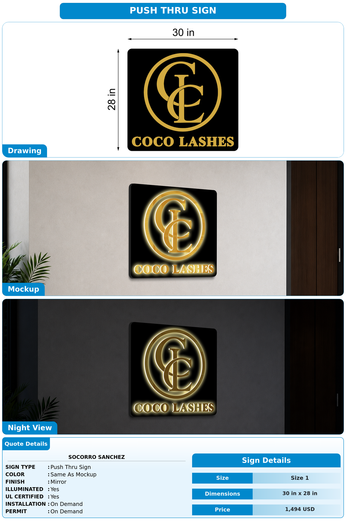 CUSTOM MOCKUP SIGN FOR Socorro Sanchez