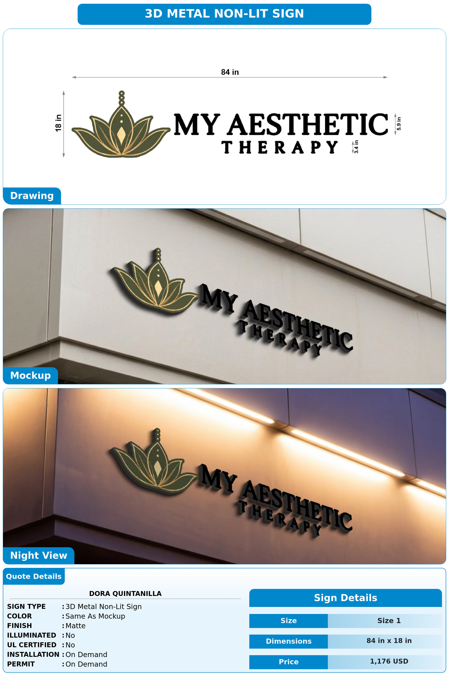 CUSTOM MOCKUP SIGN FOR Dora Quintanilla