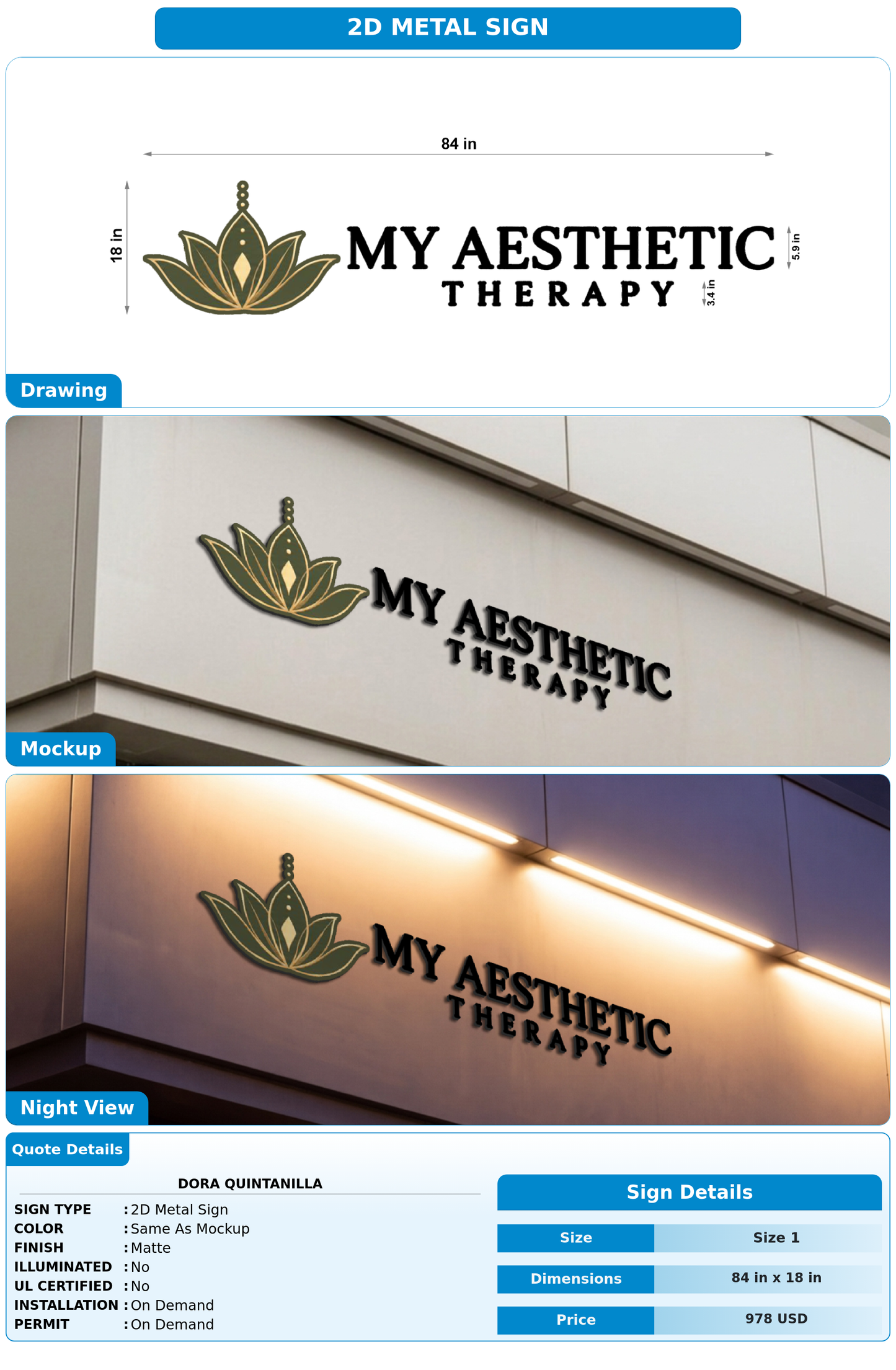CUSTOM MOCKUP SIGN FOR Dora Quintanilla