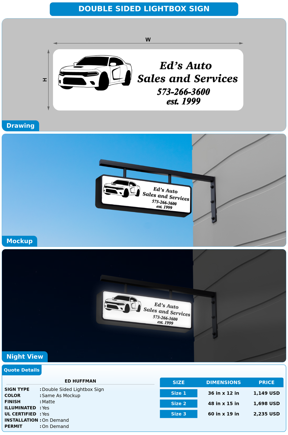 CUSTOM MOCKUP SIGN FOR Ed Huffman