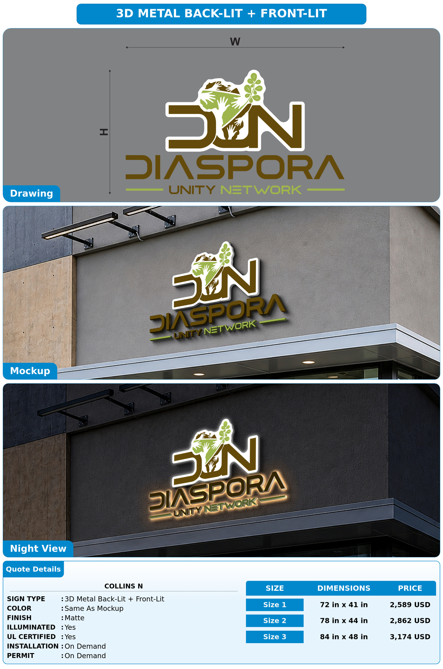 CUSTOM MOCKUP SIGN FOR Collins N