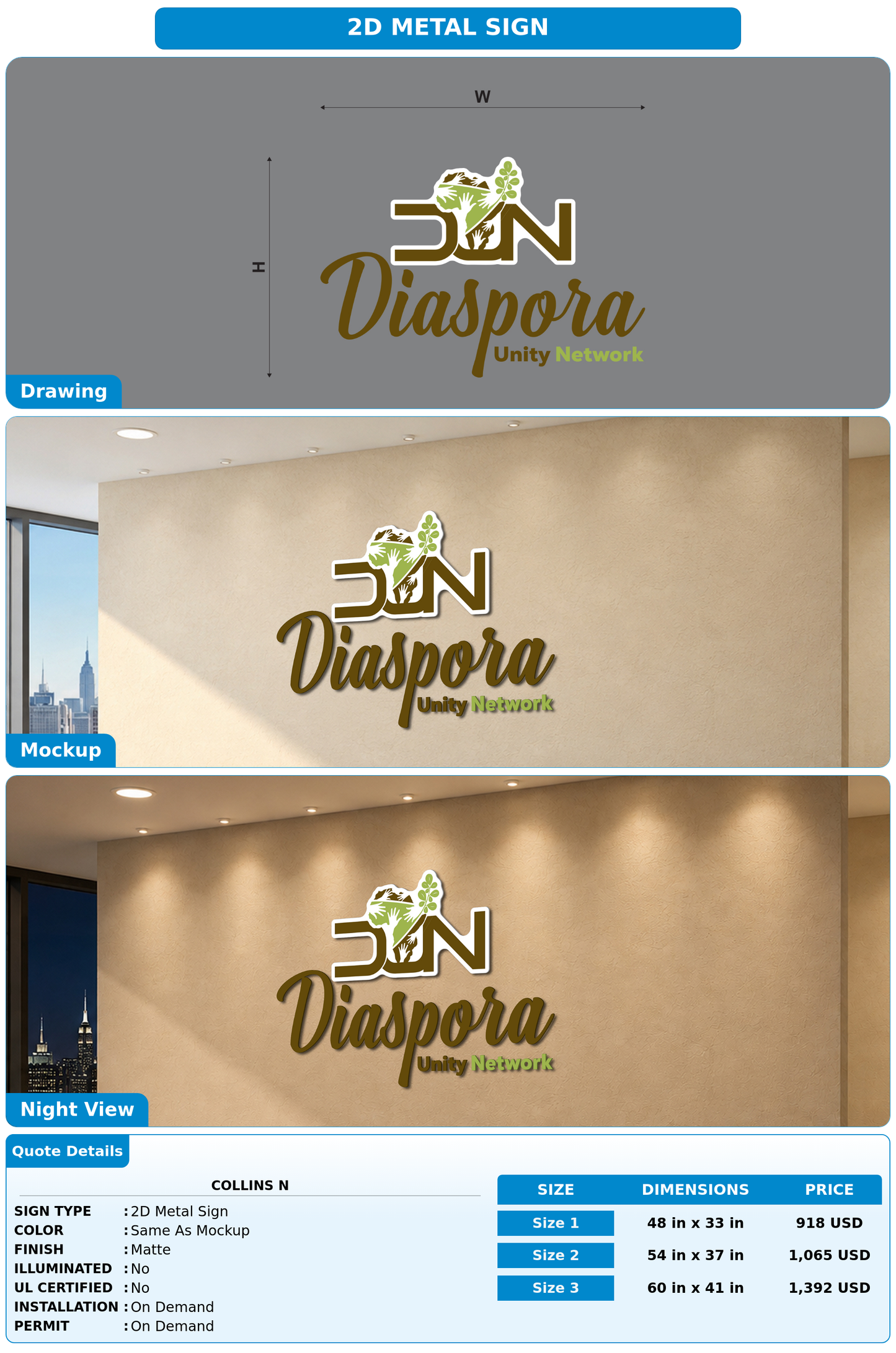 CUSTOM MOCKUP SIGN FOR Collins N
