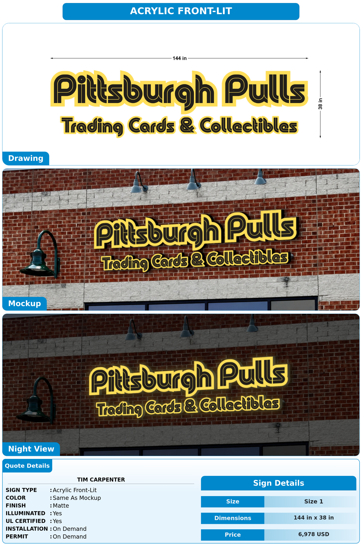 CUSTOM MOCKUP SIGN FOR Tim Carpenter