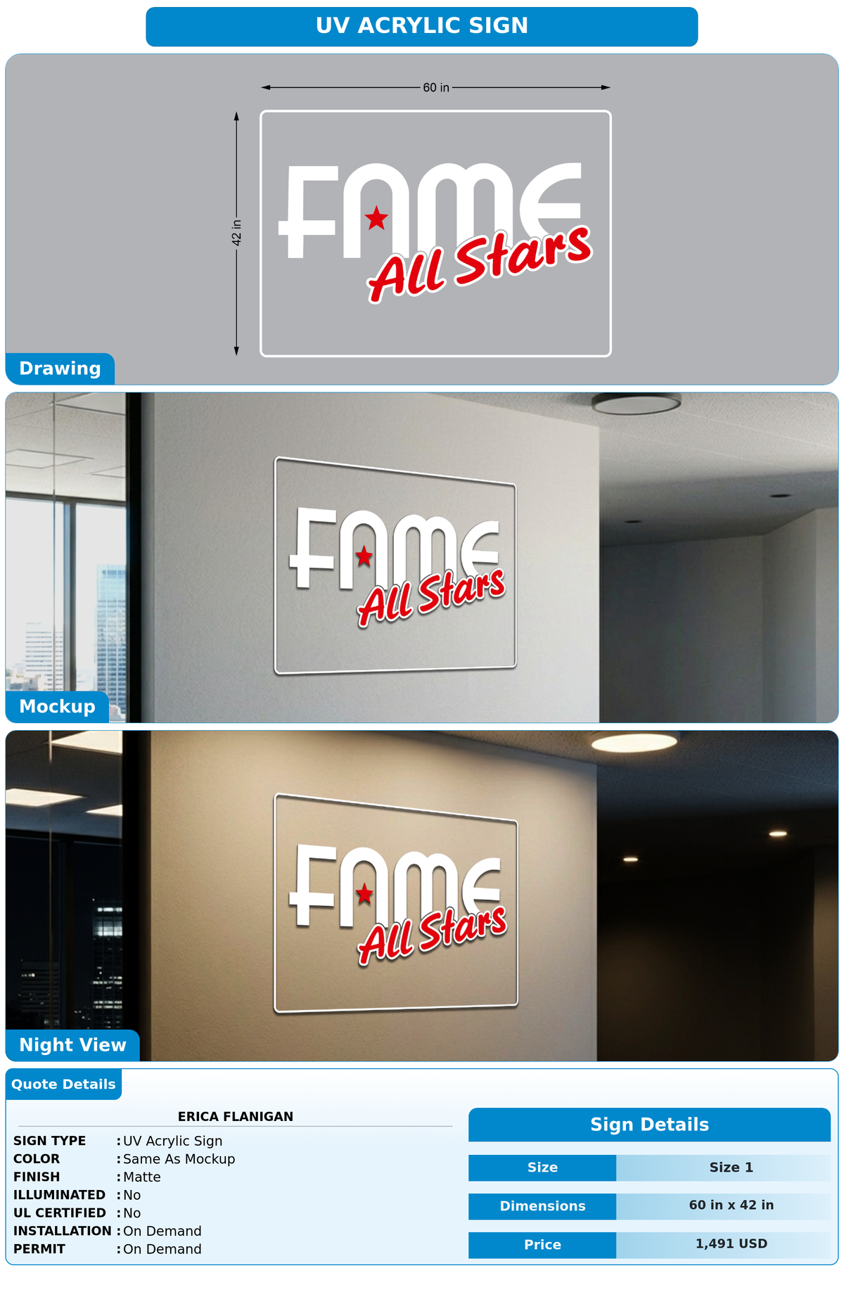 CUSTOM MOCKUP SIGN FOR Erica  Flanigan
