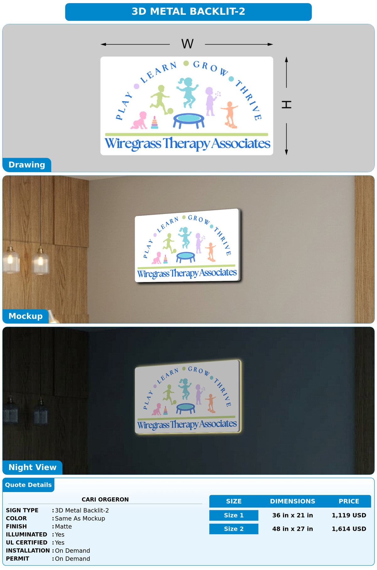 CUSTOM MOCKUP SIGN FOR Cari Orgeron