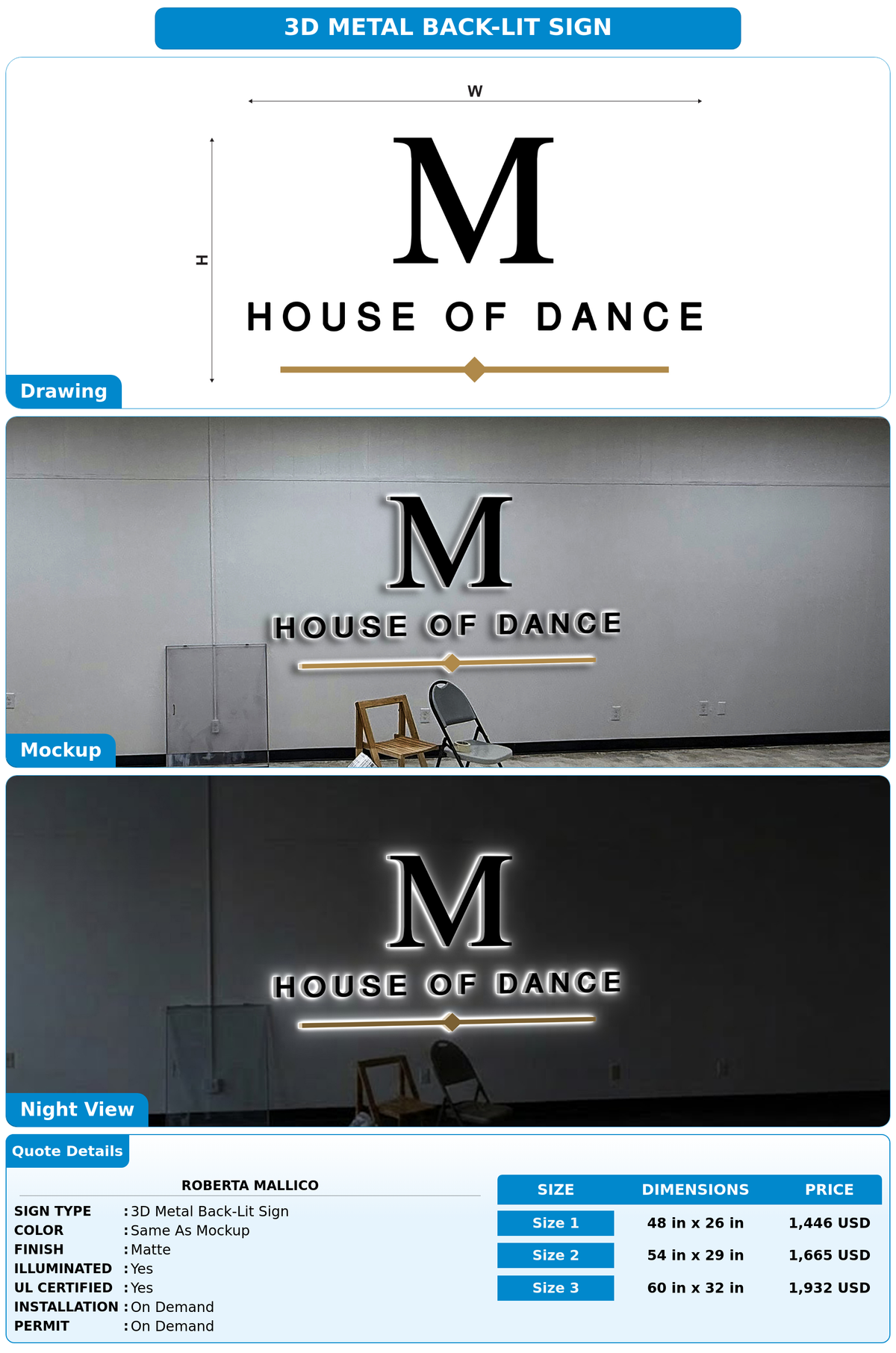 CUSTOM MOCKUP SIGN FOR Roberta Mallico