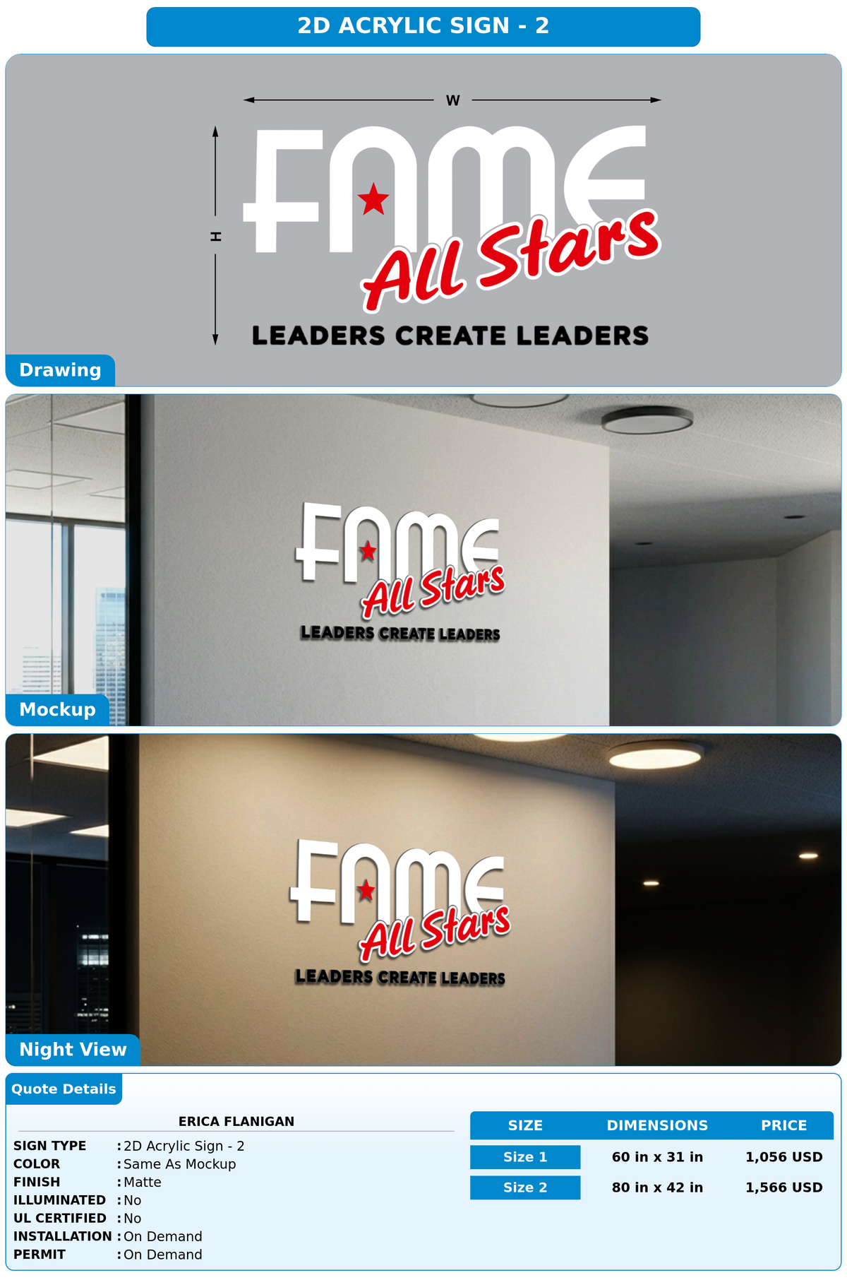 CUSTOM MOCKUP SIGN FOR Erica  Flanigan
