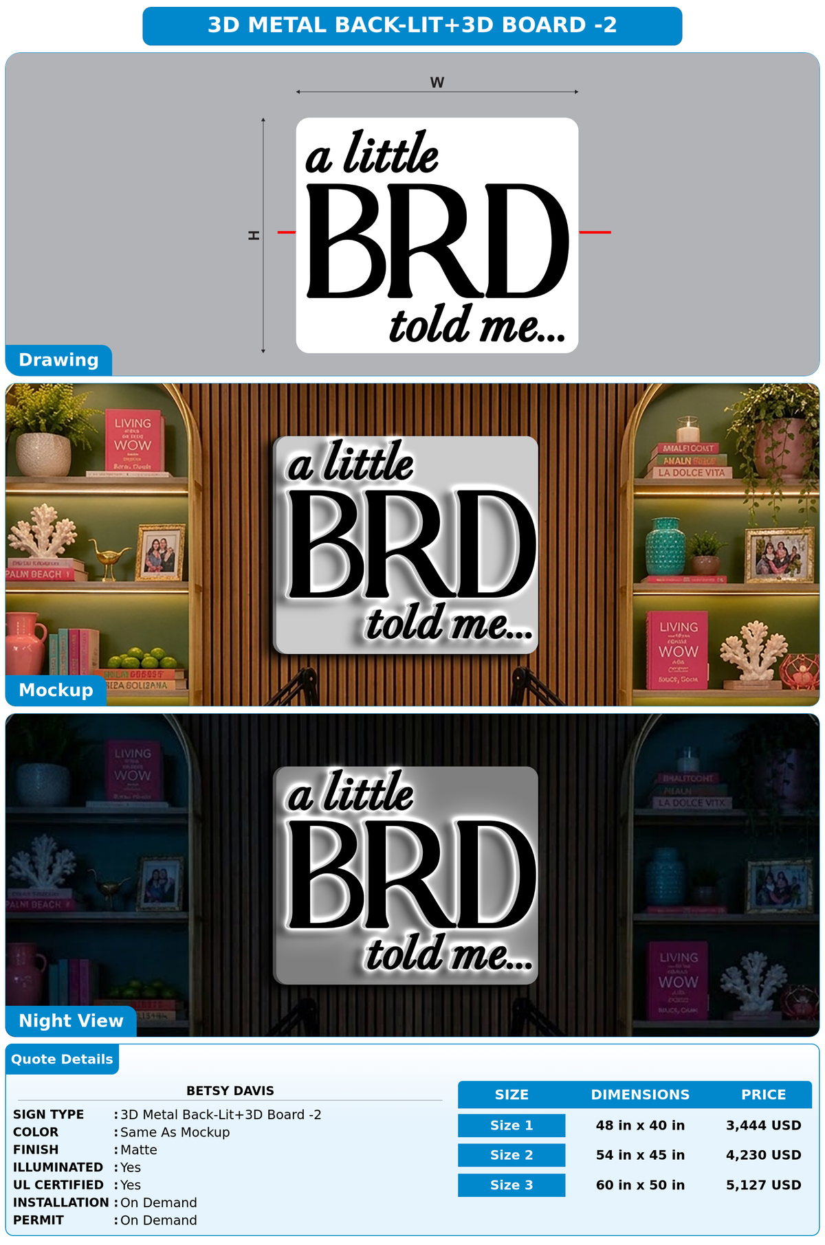 CUSTOM MOCKUP SIGN FOR Betsy Davis
