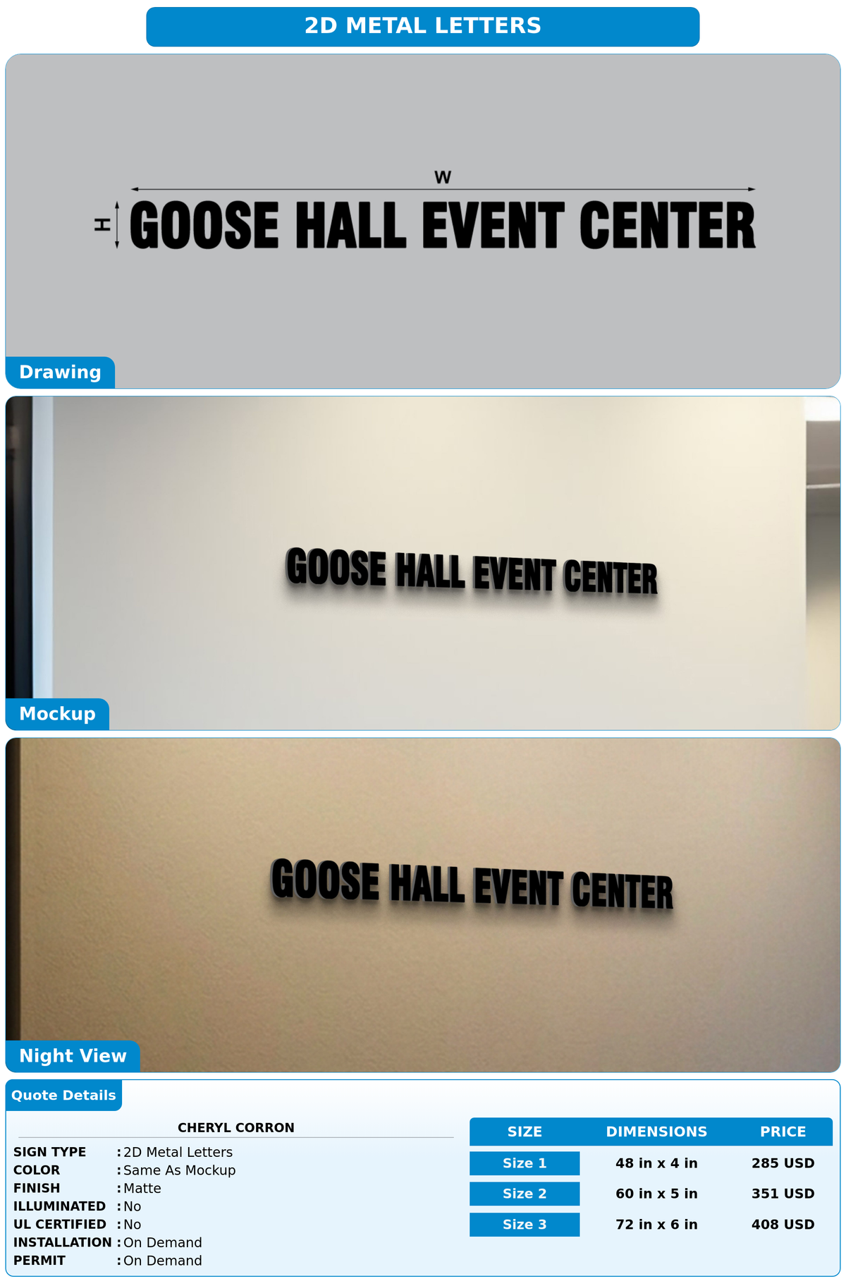 CUSTOM MOCKUP SIGN FOR Cheryl Corron