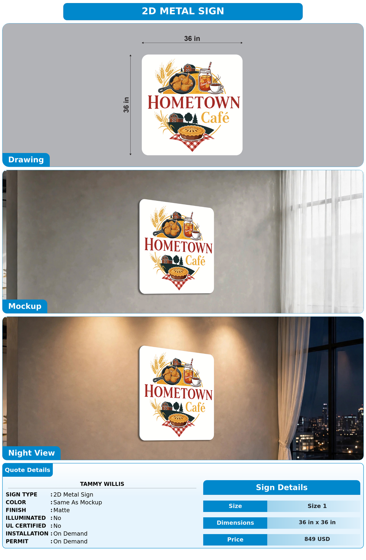 CUSTOM MOCKUP SIGN FOR Tammy Willis