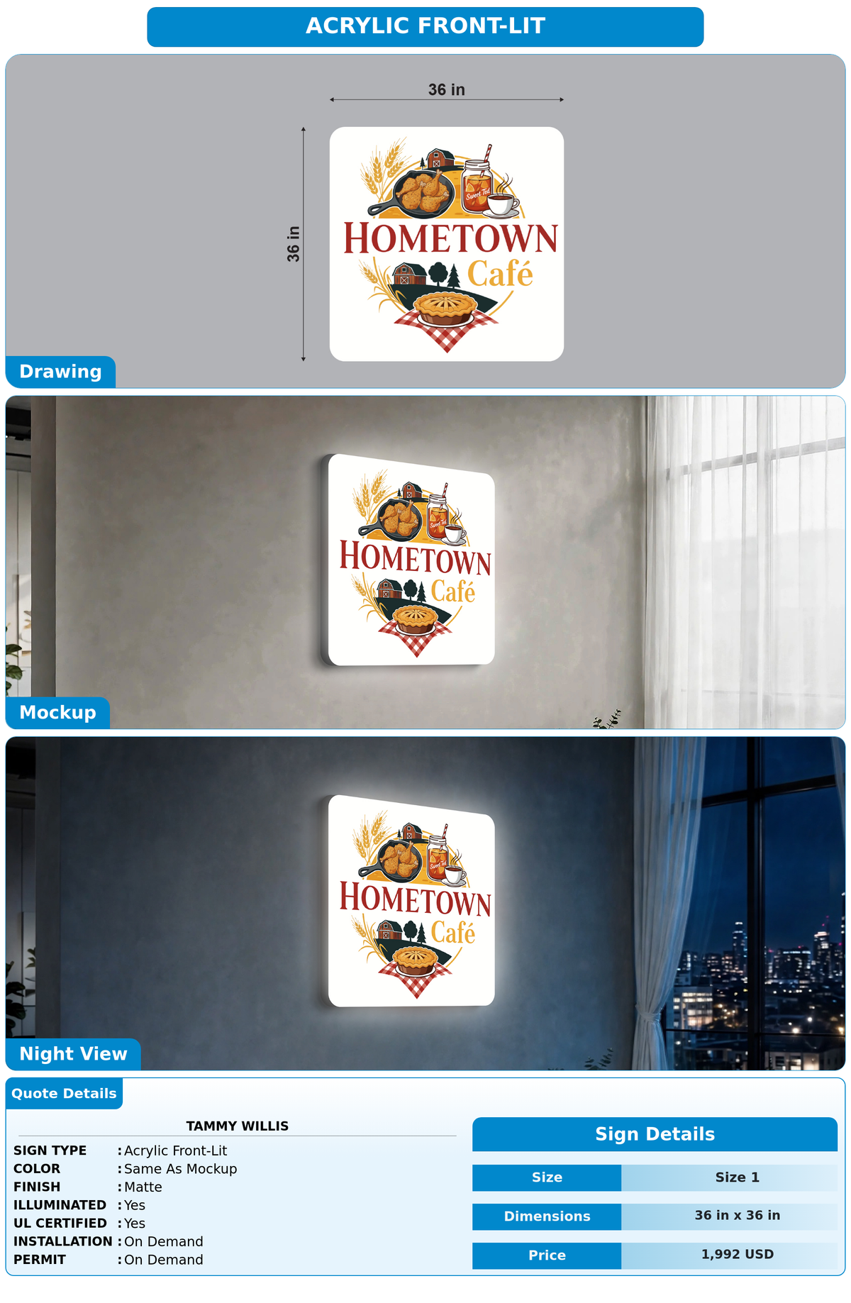 CUSTOM MOCKUP SIGN FOR Tammy Willis