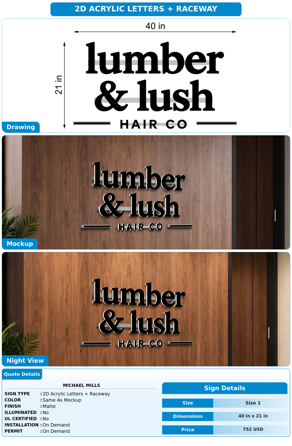 CUSTOM MOCKUP SIGN FOR Michael Mills