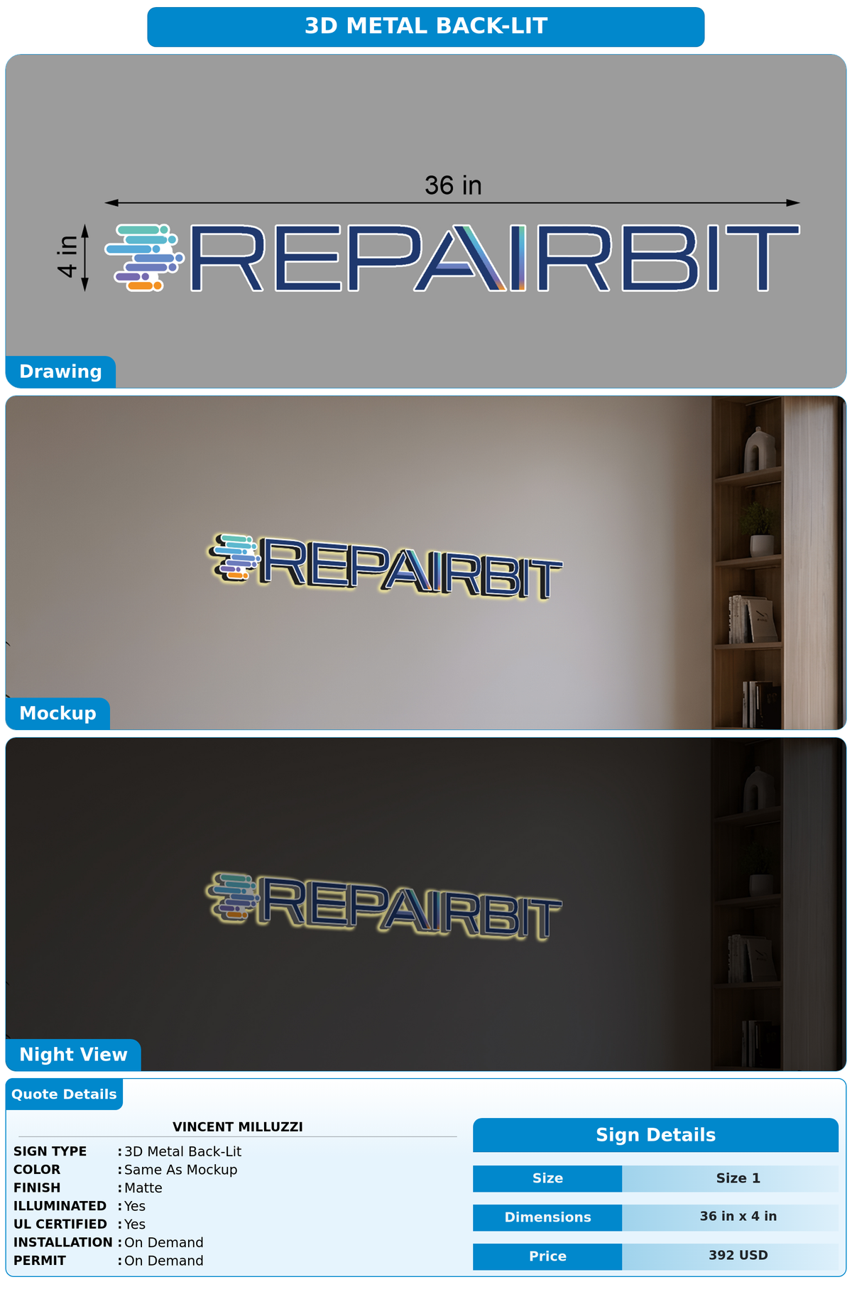 CUSTOM MOCKUP SIGN FOR Vincent Milluzzi