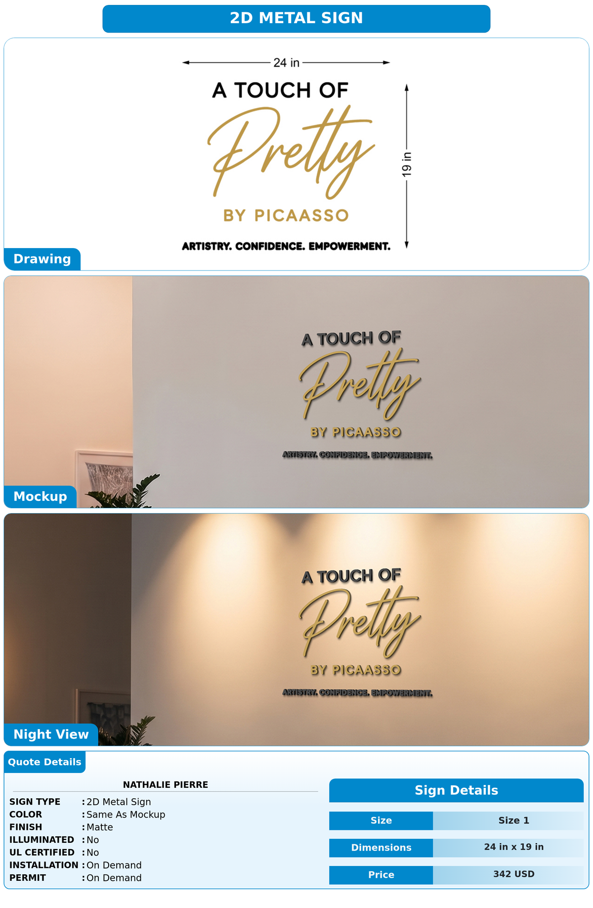CUSTOM MOCKUP SIGN FOR Nathalie Pierre