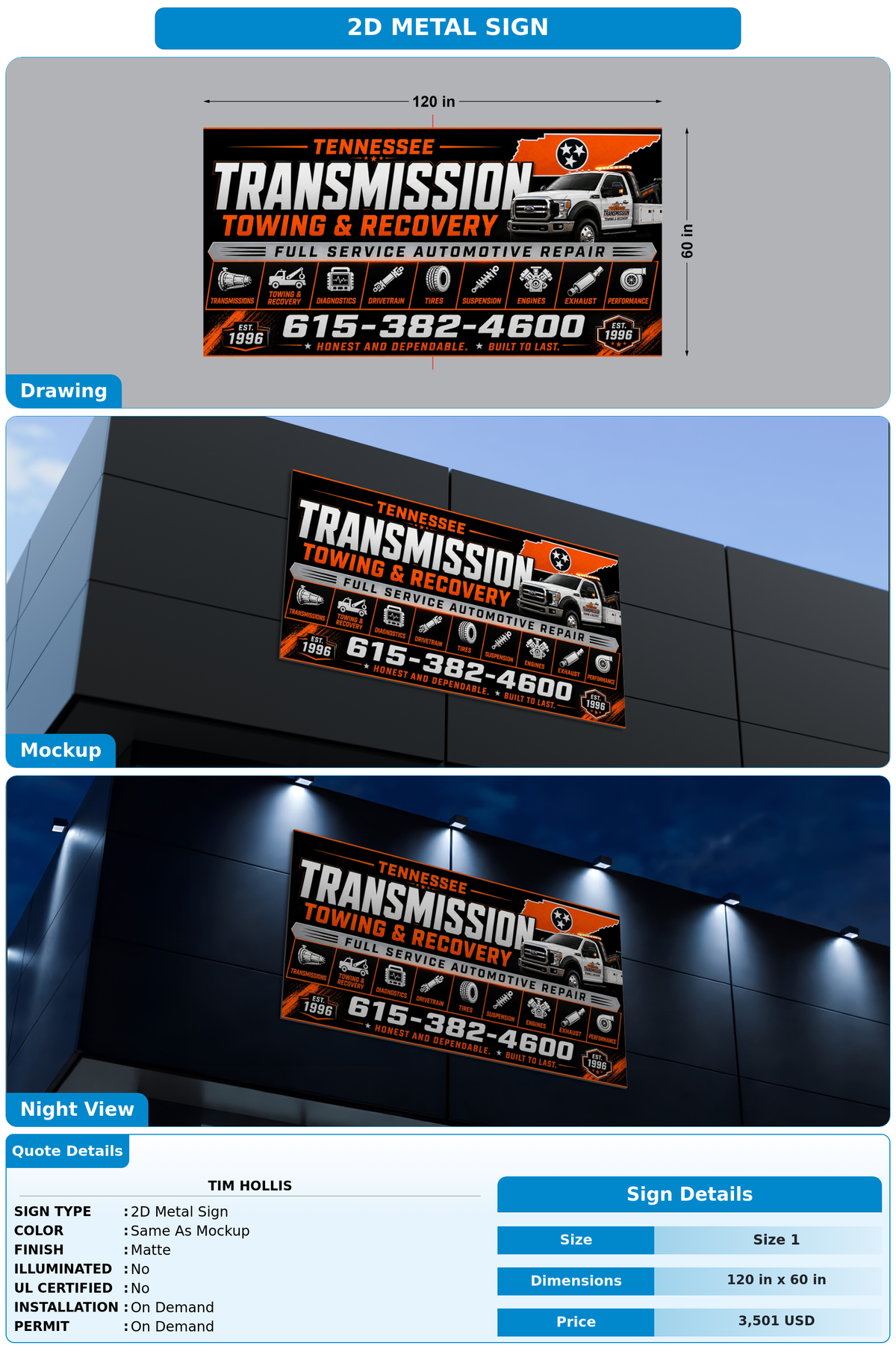 CUSTOM MOCKUP SIGN FOR Tim Hollis