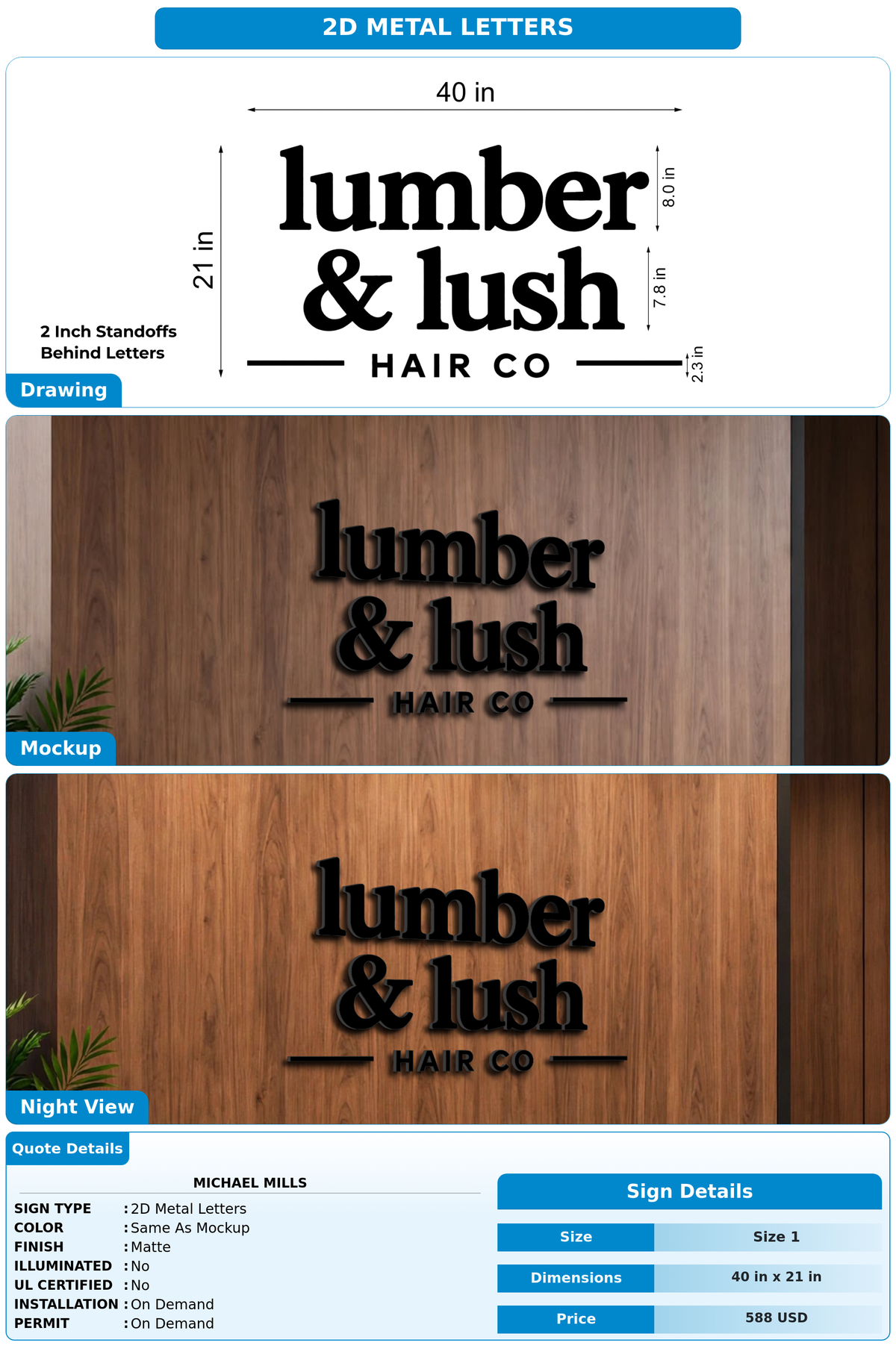 CUSTOM MOCKUP SIGN FOR Michael Mills