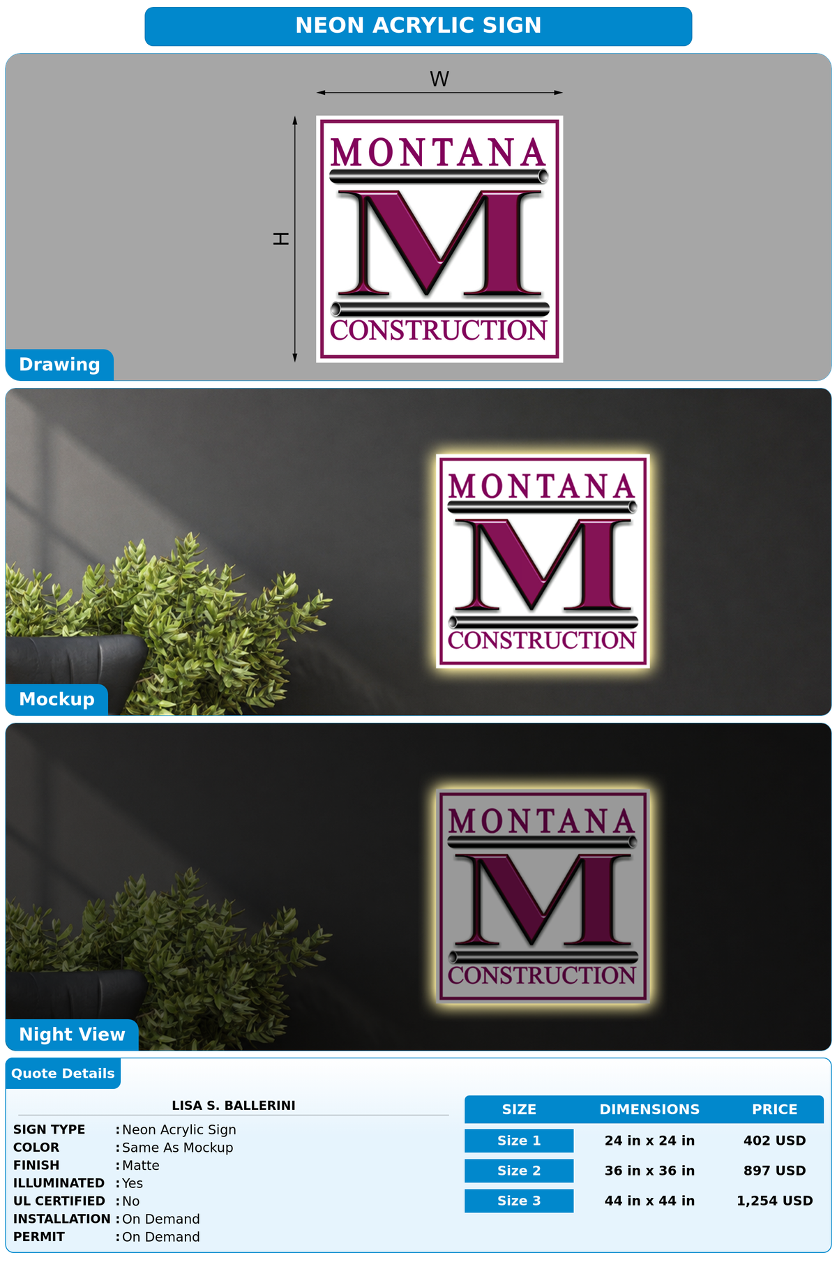 CUSTOM MOCKUP SIGN FOR Lisa S. Ballerini