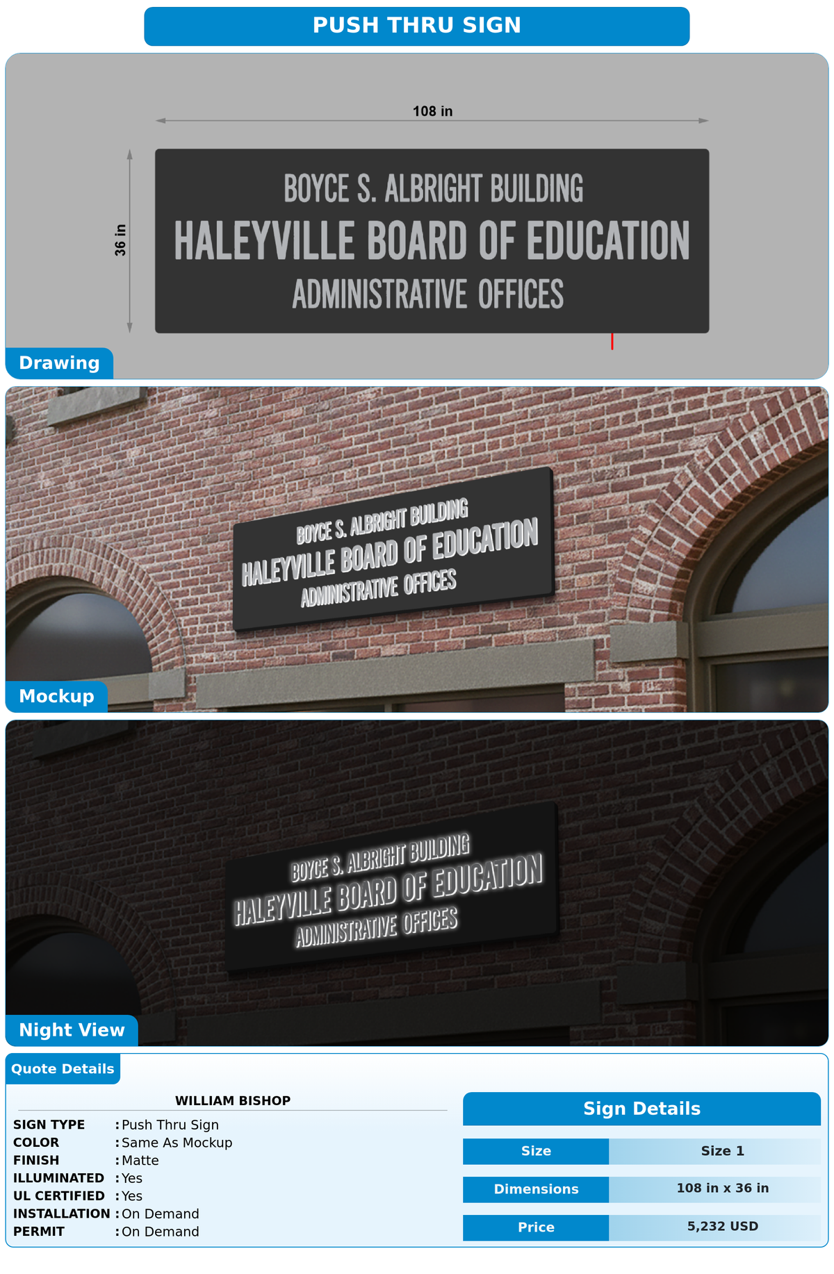 CUSTOM MOCKUP SIGN FOR William Bishop