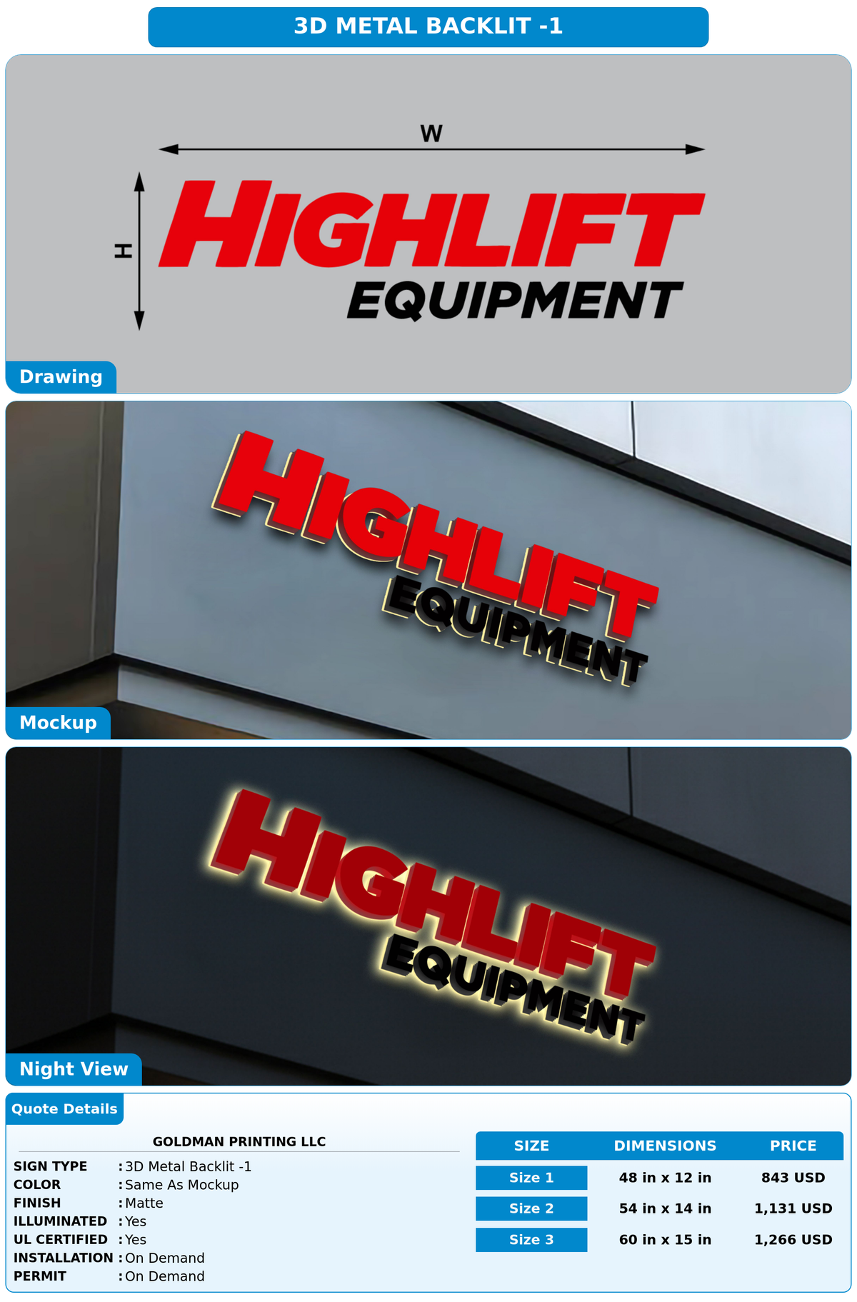 CUSTOM MOCKUP SIGN FOR Goldman Printing LLC