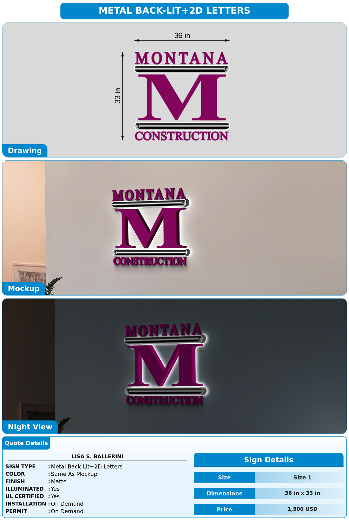 CUSTOM MOCKUP SIGN FOR Lisa S. Ballerini