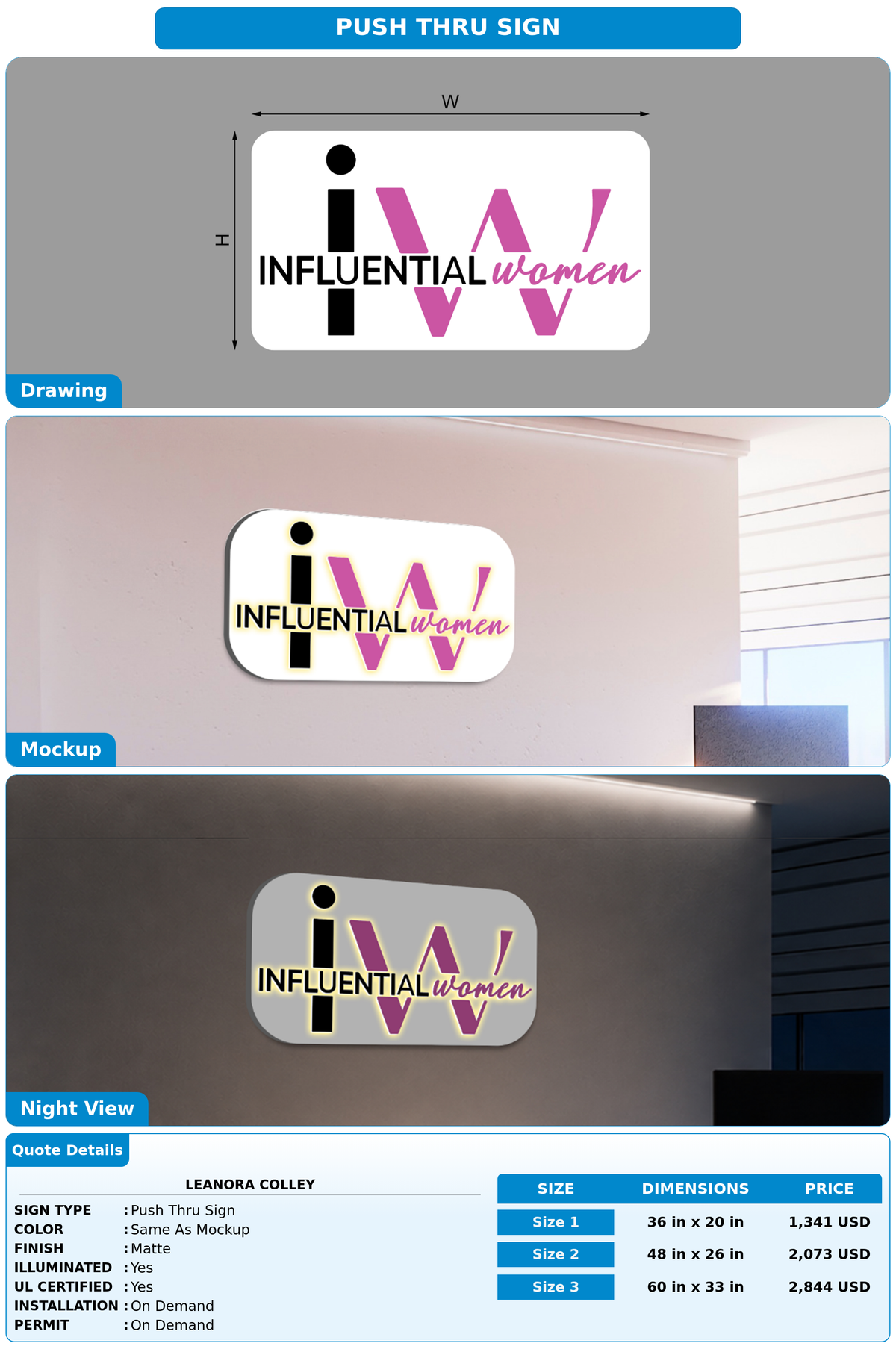 CUSTOM MOCKUP SIGN FOR Leanora Colley