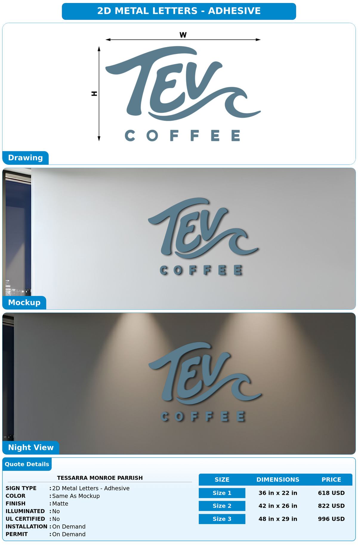 CUSTOM MOCKUP SIGN FOR Tessarra Monroe Parrish