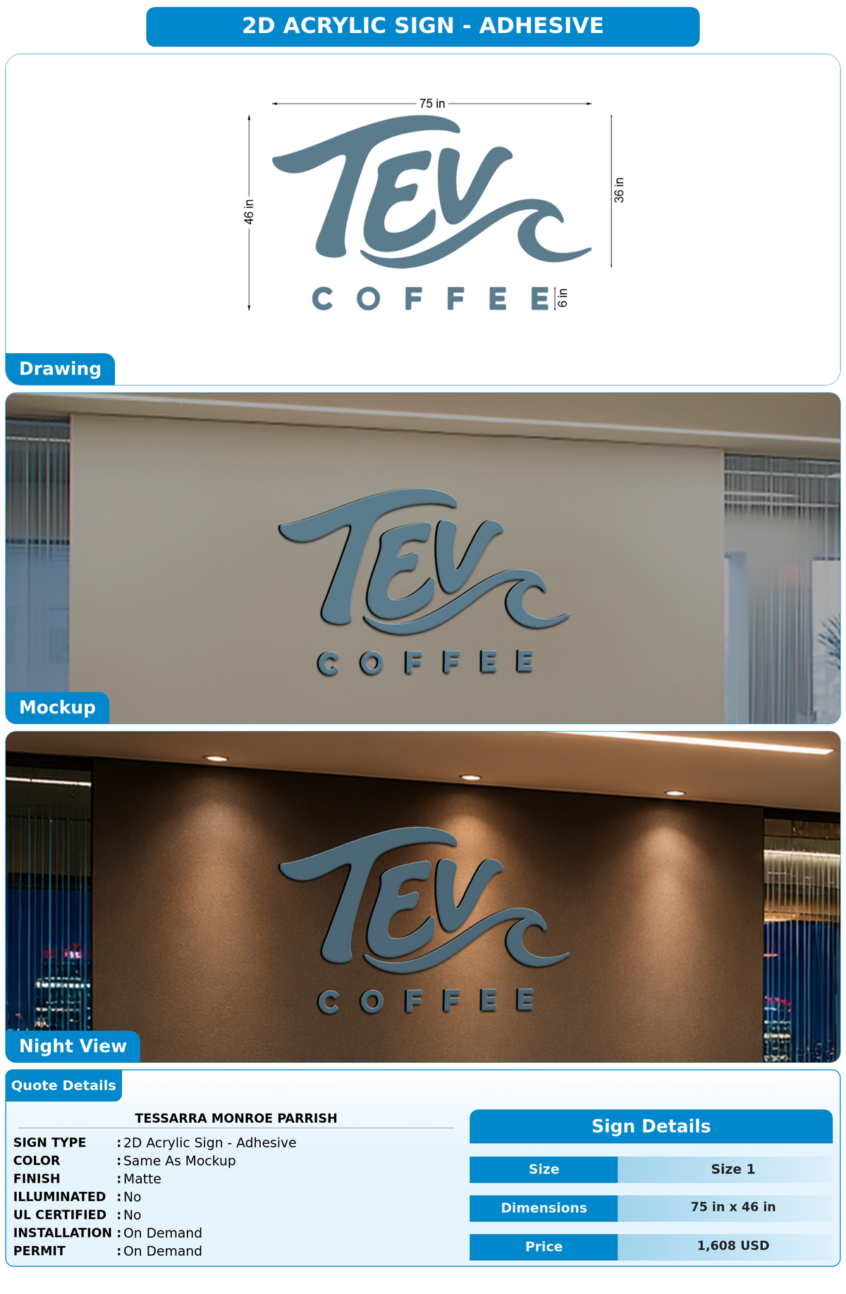 CUSTOM MOCKUP SIGN FOR Tessarra Monroe Parrish