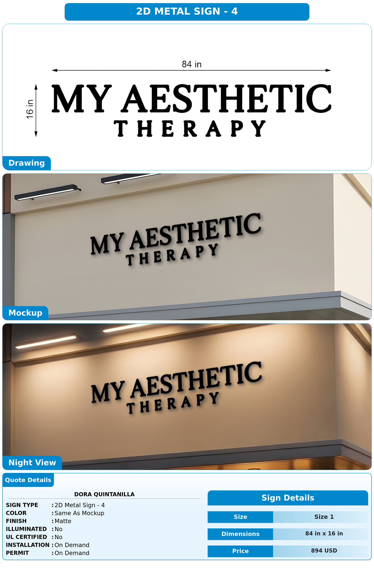 CUSTOM MOCKUP SIGN FOR Dora Quintanilla