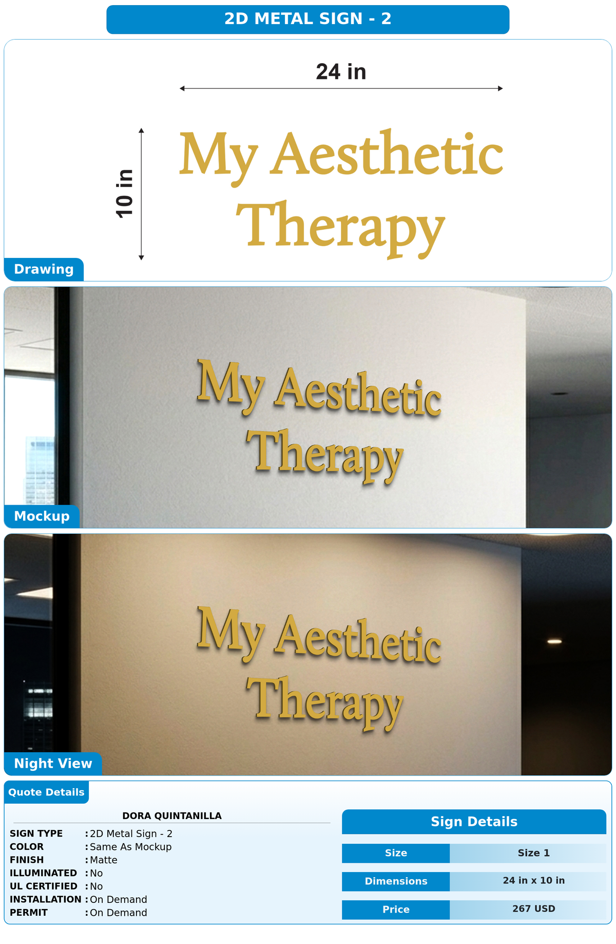CUSTOM MOCKUP SIGN FOR Dora Quintanilla