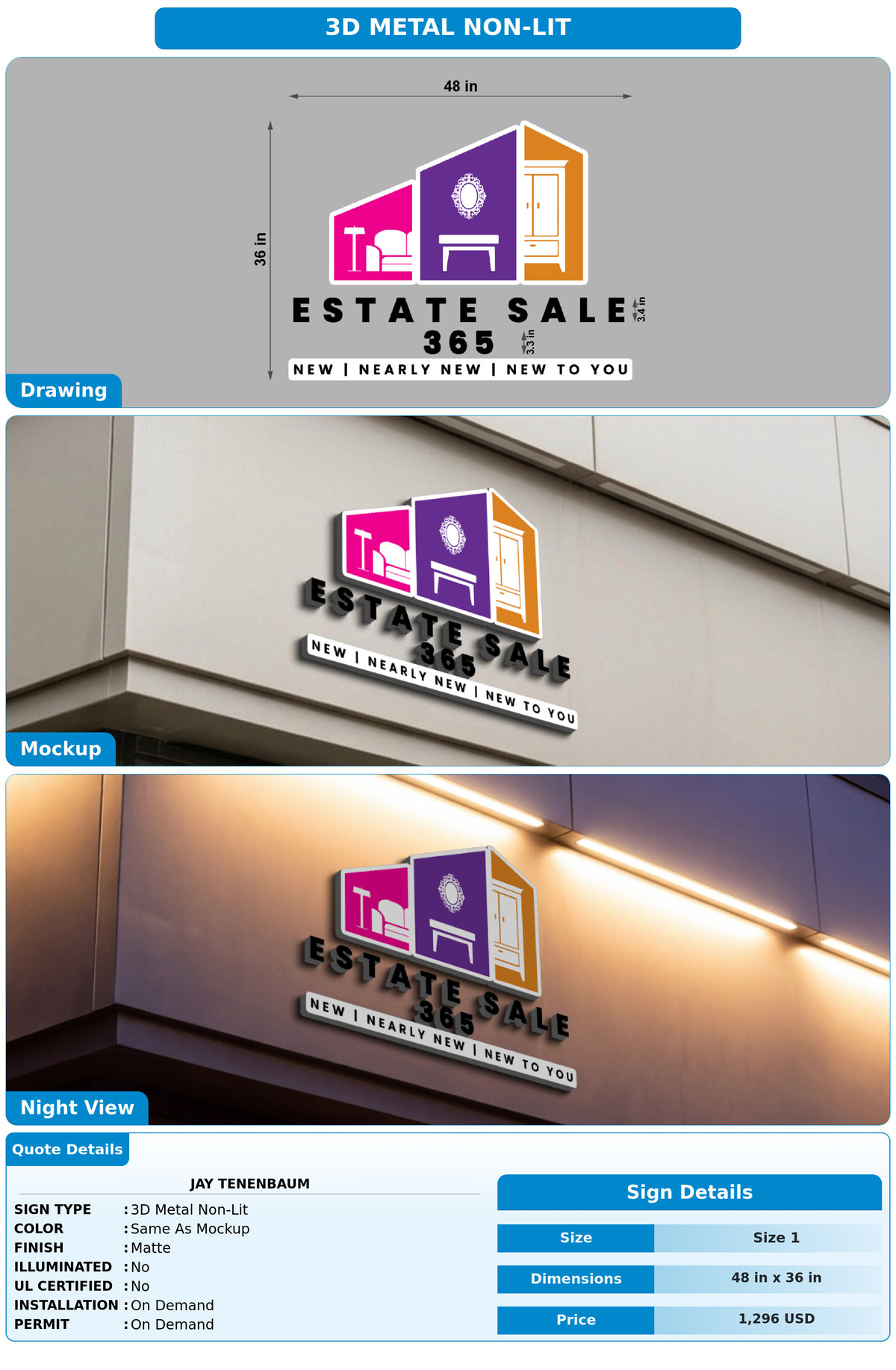 CUSTOM MOCKUP SIGN FOR Jay Tenenbaum