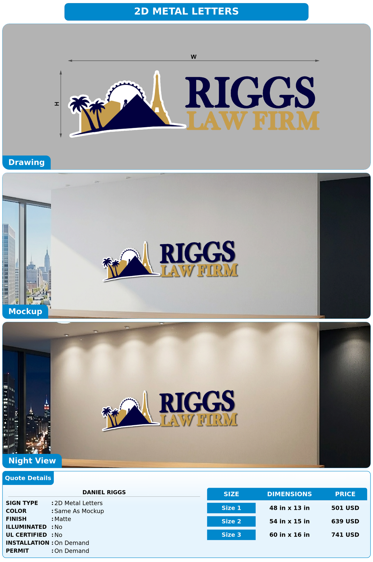 CUSTOM MOCKUP SIGN FOR Daniel Riggs