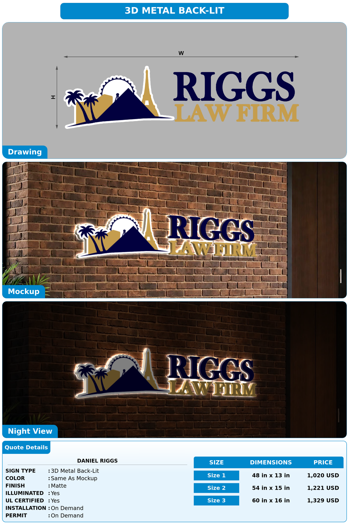 CUSTOM MOCKUP SIGN FOR Daniel Riggs