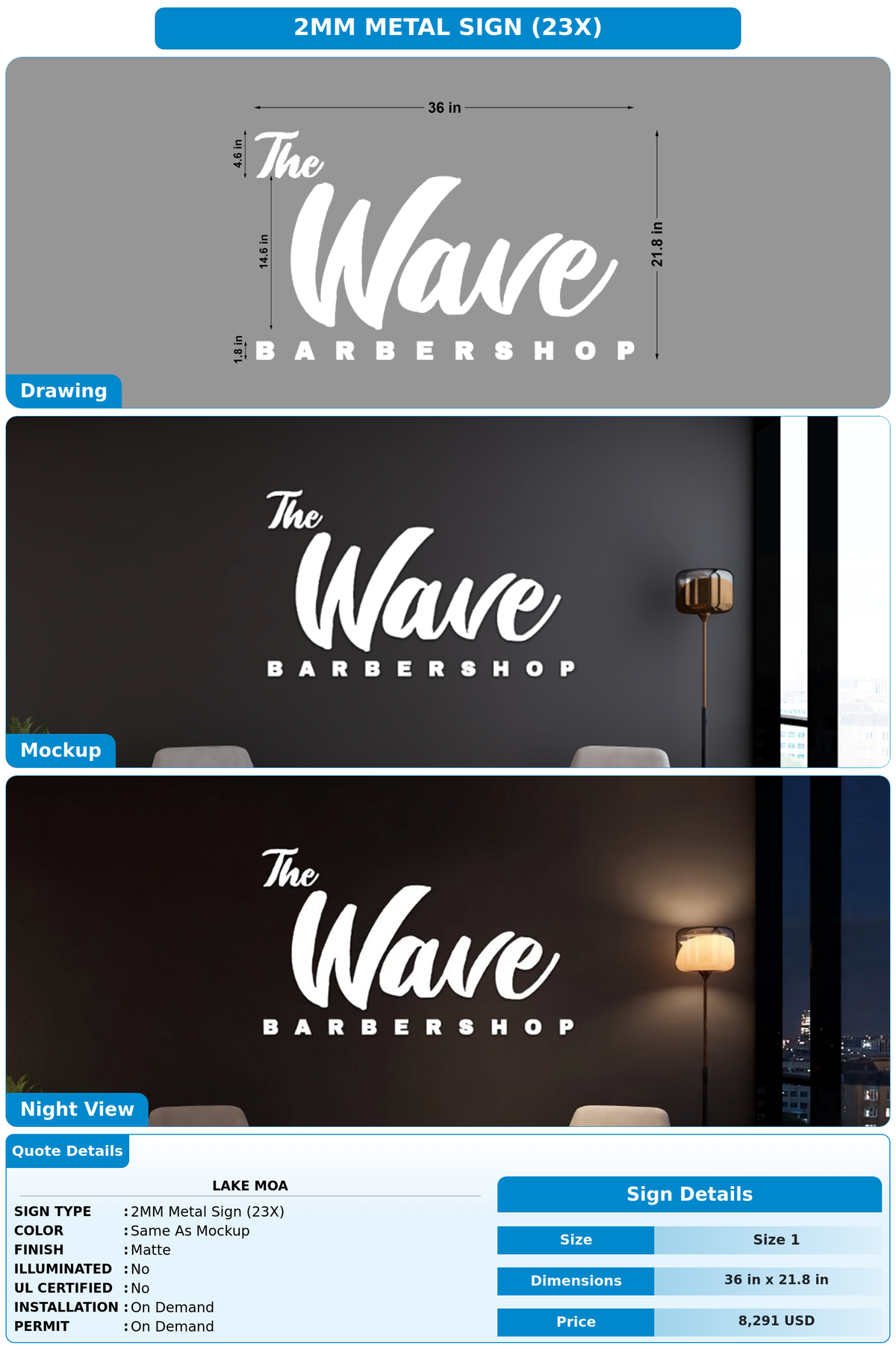 CUSTOM MOCKUP SIGN FOR lake moa
