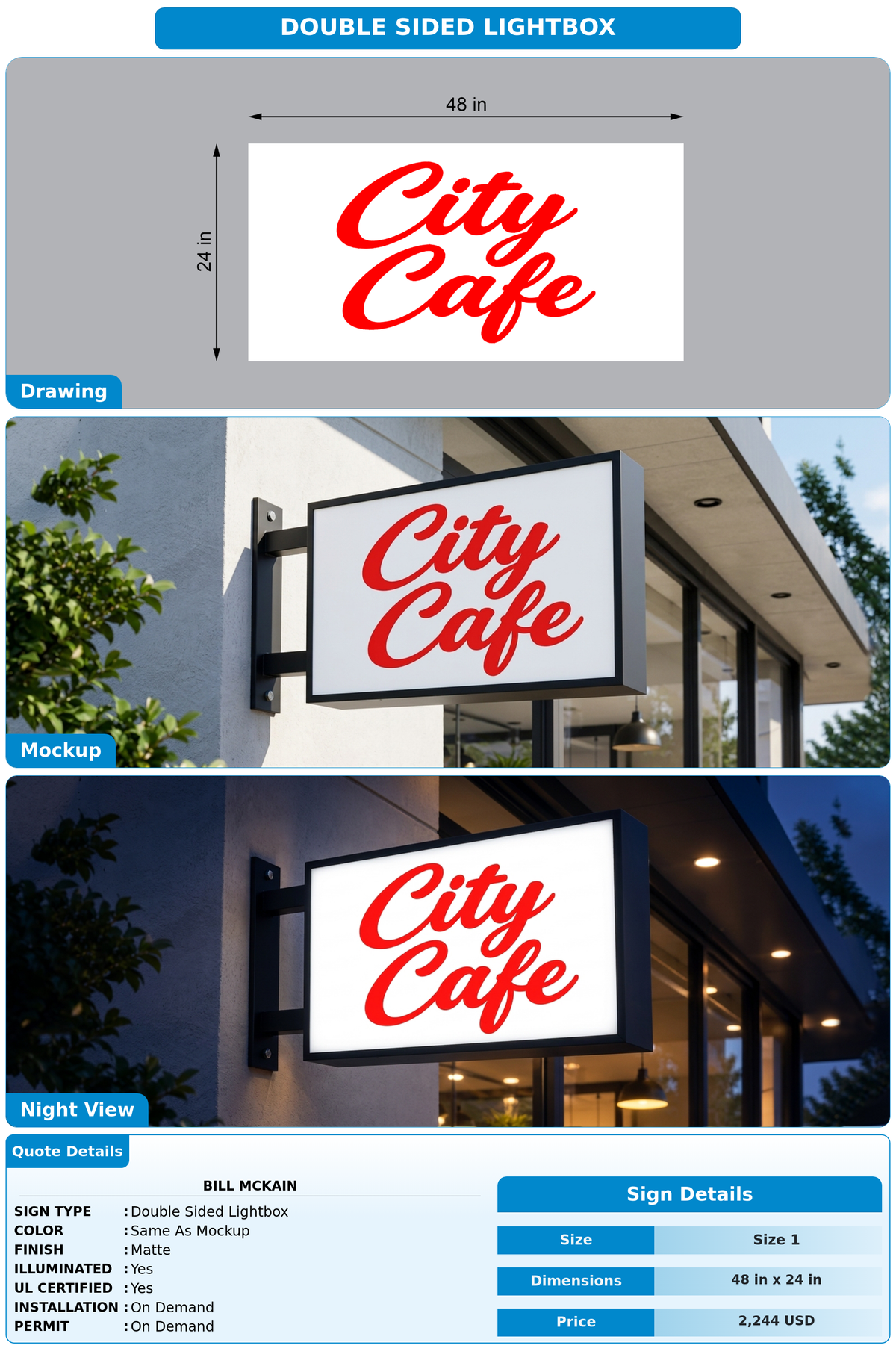 CUSTOM MOCKUP SIGN FOR Bill McKain