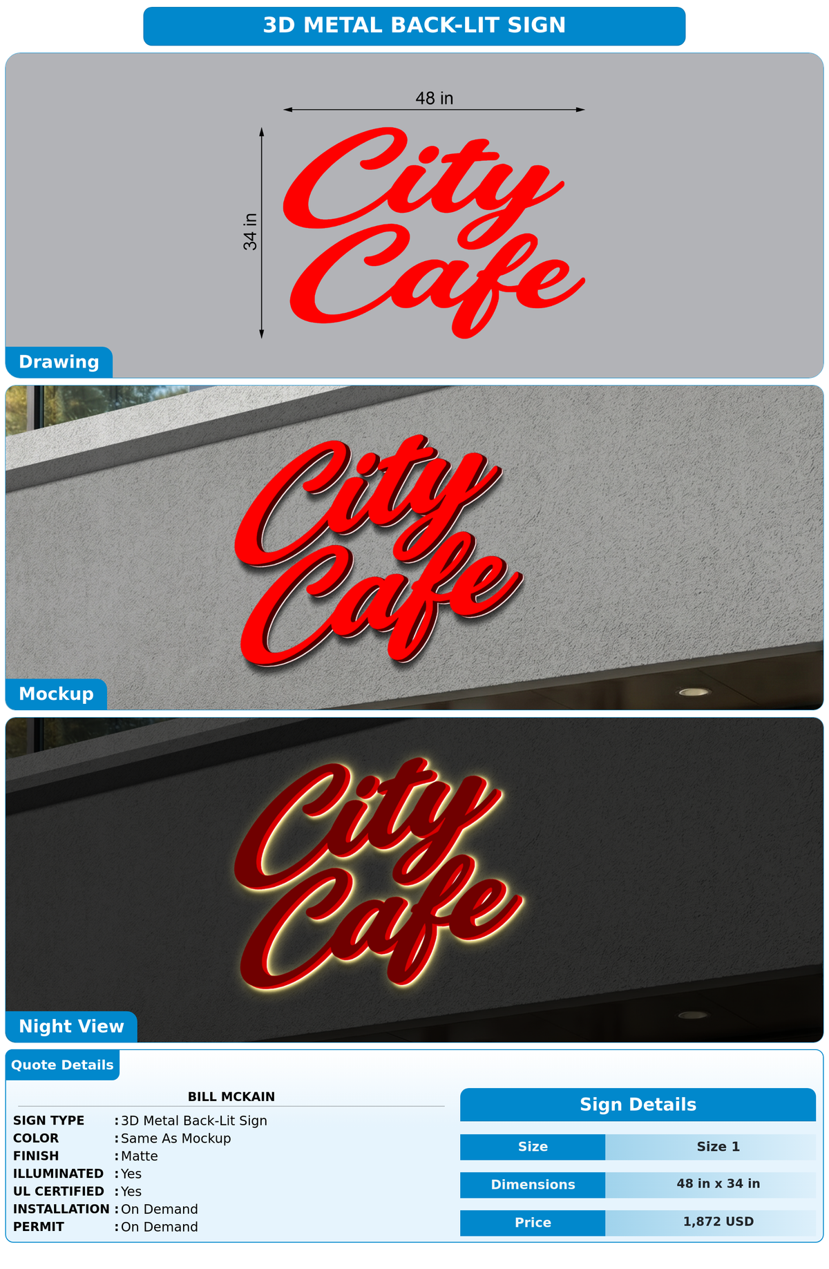 CUSTOM MOCKUP SIGN FOR Bill McKain