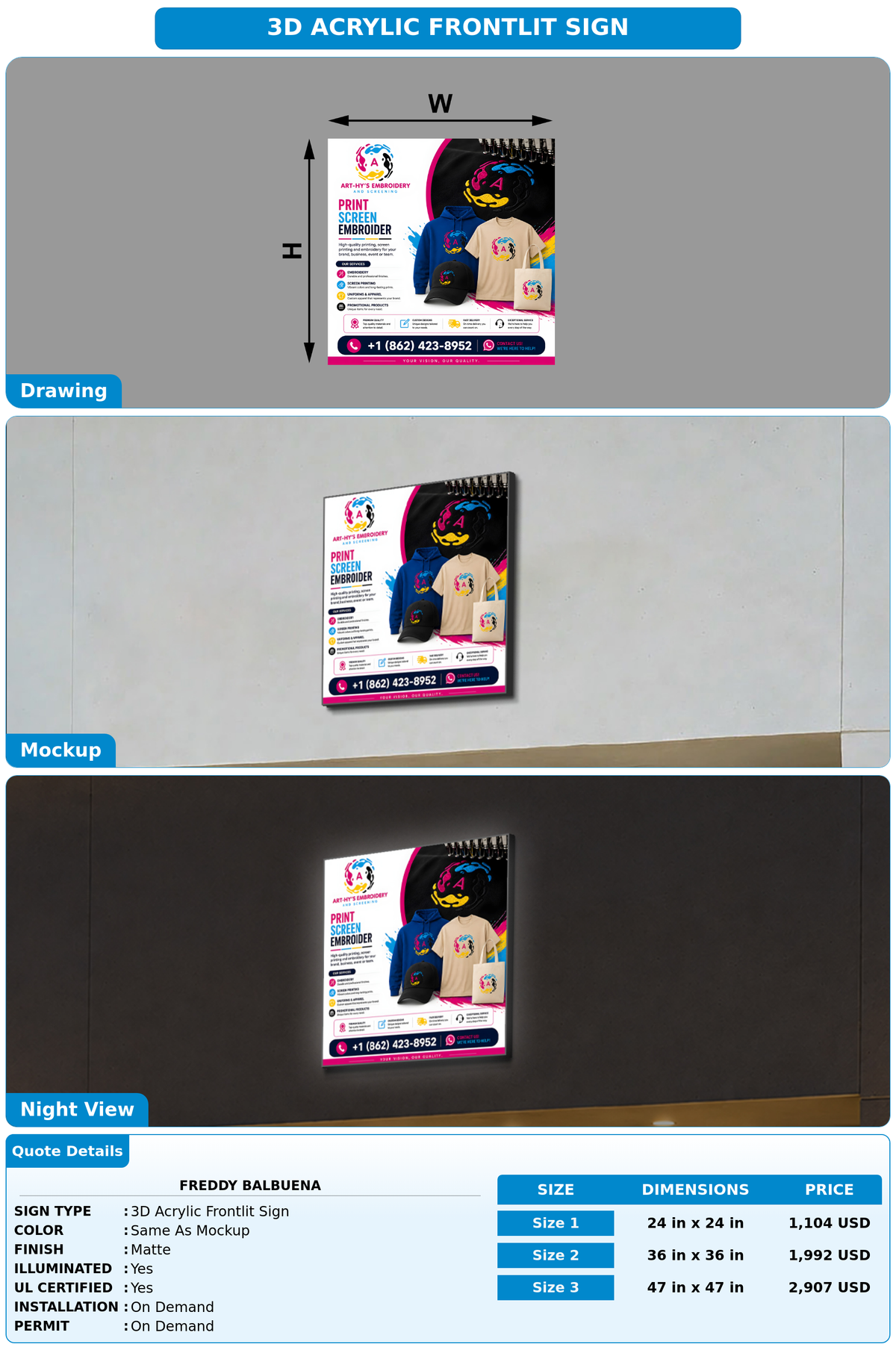 CUSTOM MOCKUP SIGN FOR Freddy Balbuena
