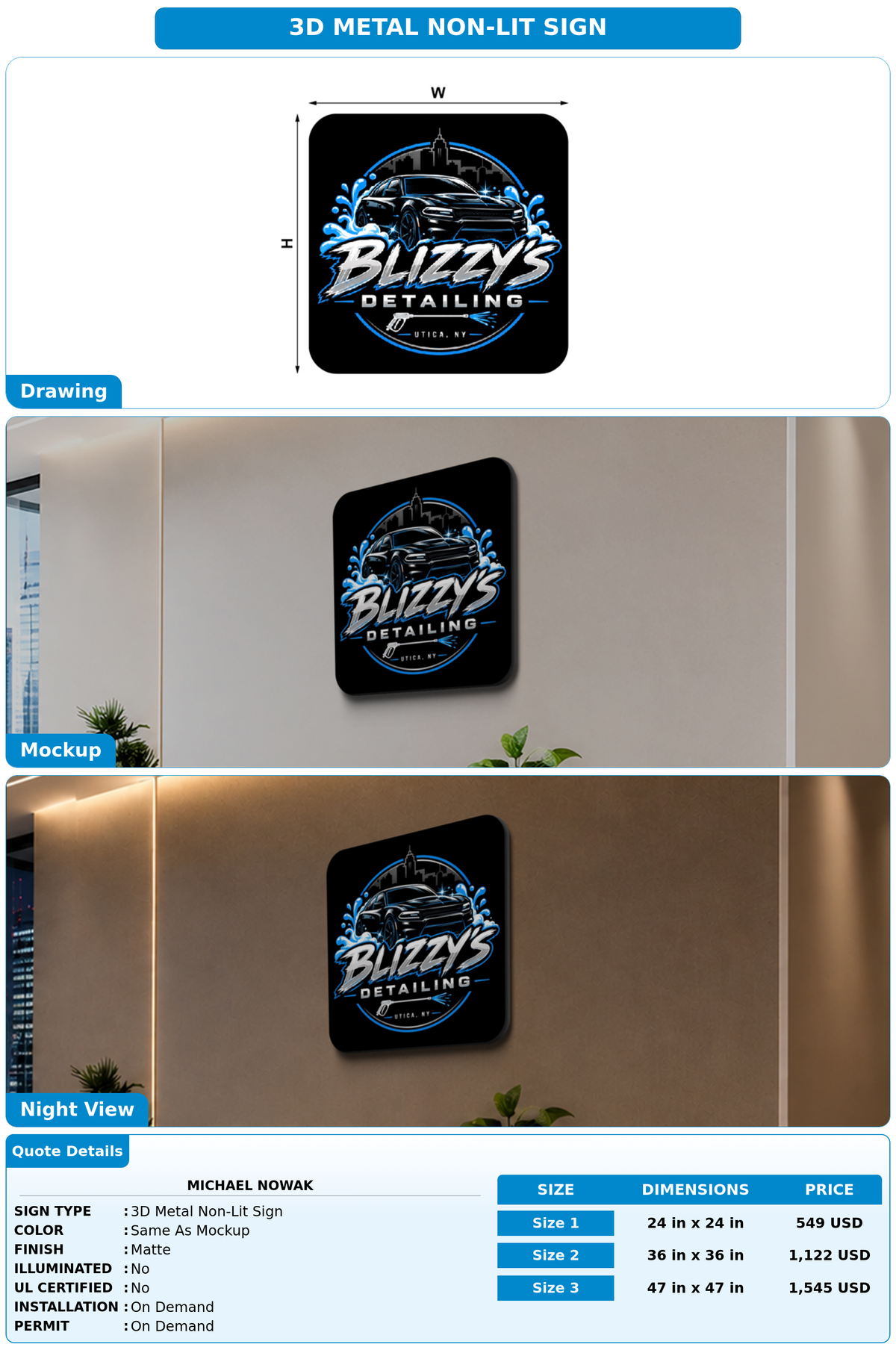 CUSTOM MOCKUP SIGN FOR Michael Nowak