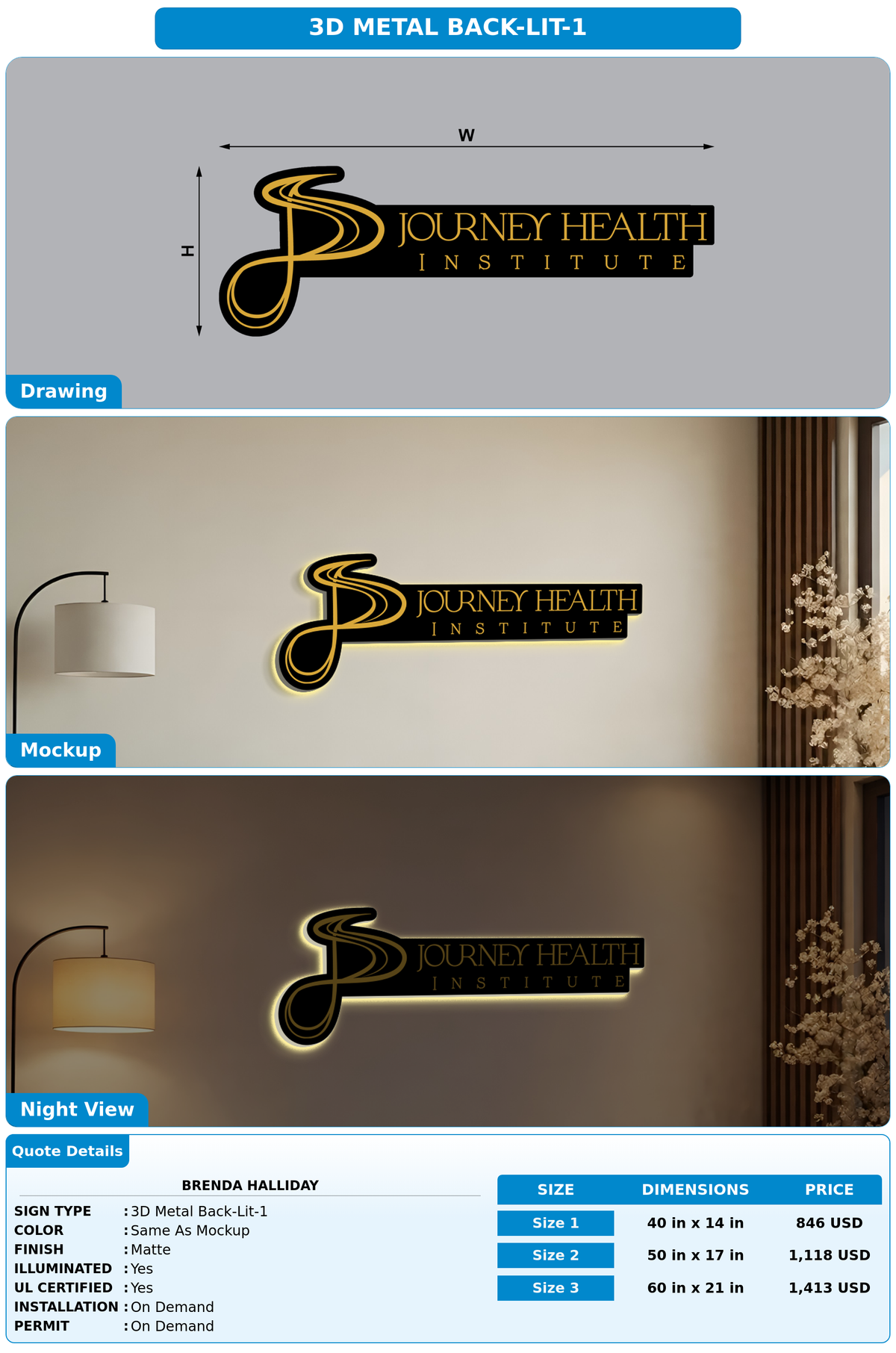 CUSTOM MOCKUP SIGN FOR Brenda Halliday