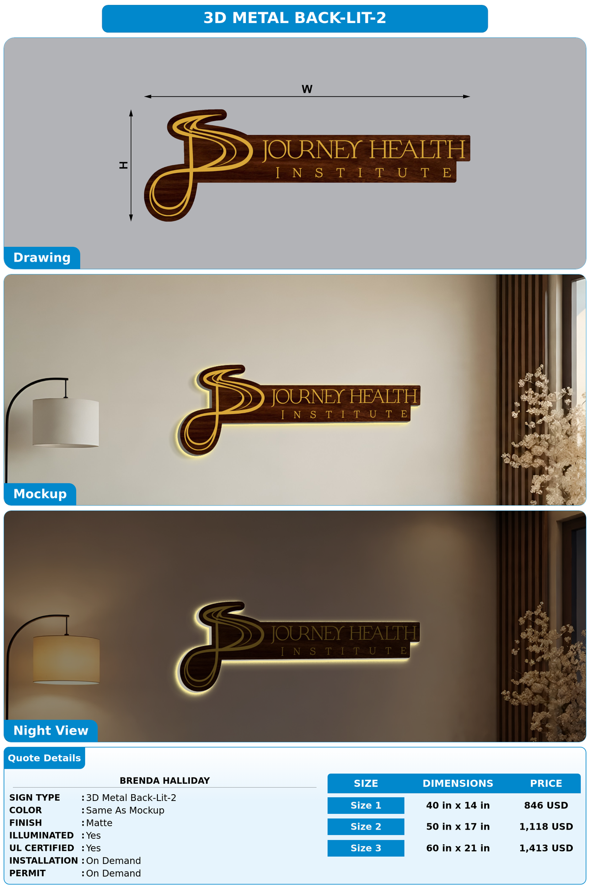 CUSTOM MOCKUP SIGN FOR Brenda Halliday