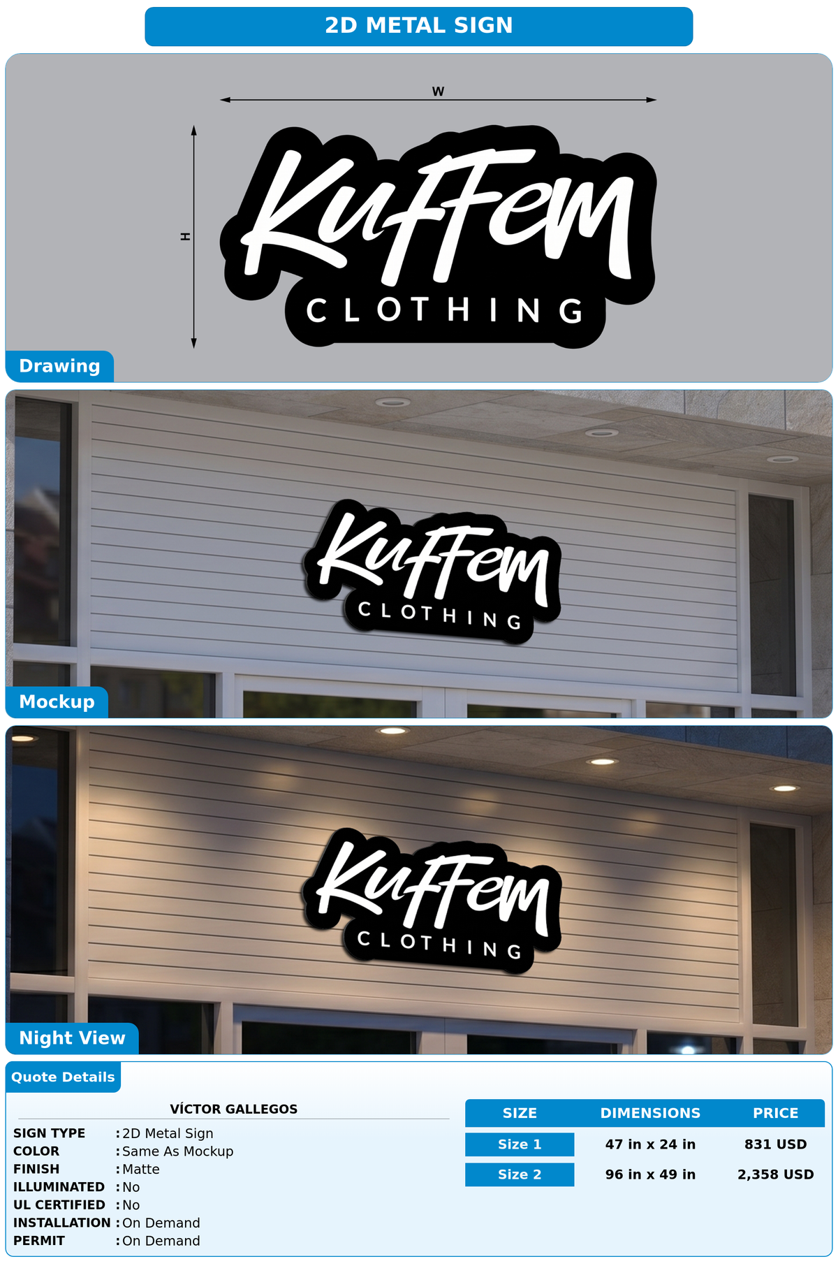 CUSTOM MOCKUP SIGN FOR Víctor gallegos