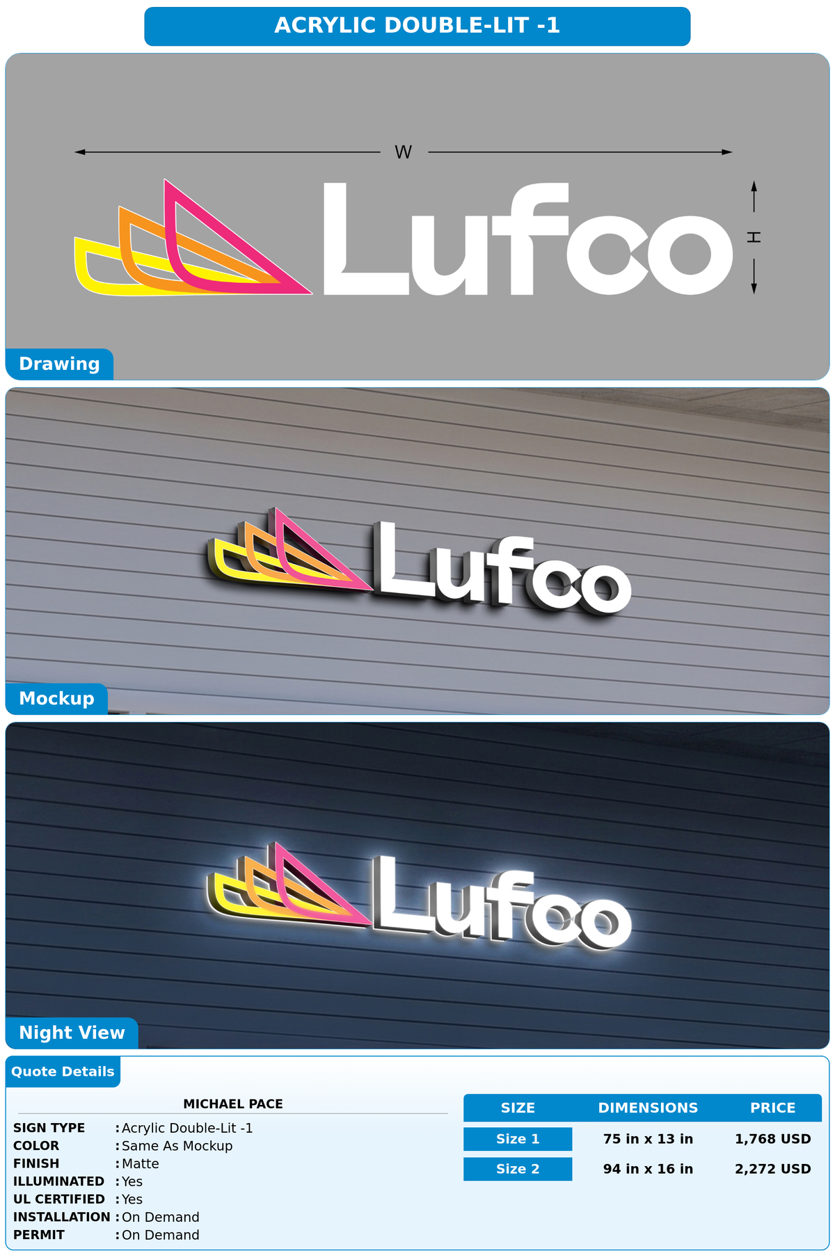 CUSTOM MOCKUP SIGN FOR Michael Pace