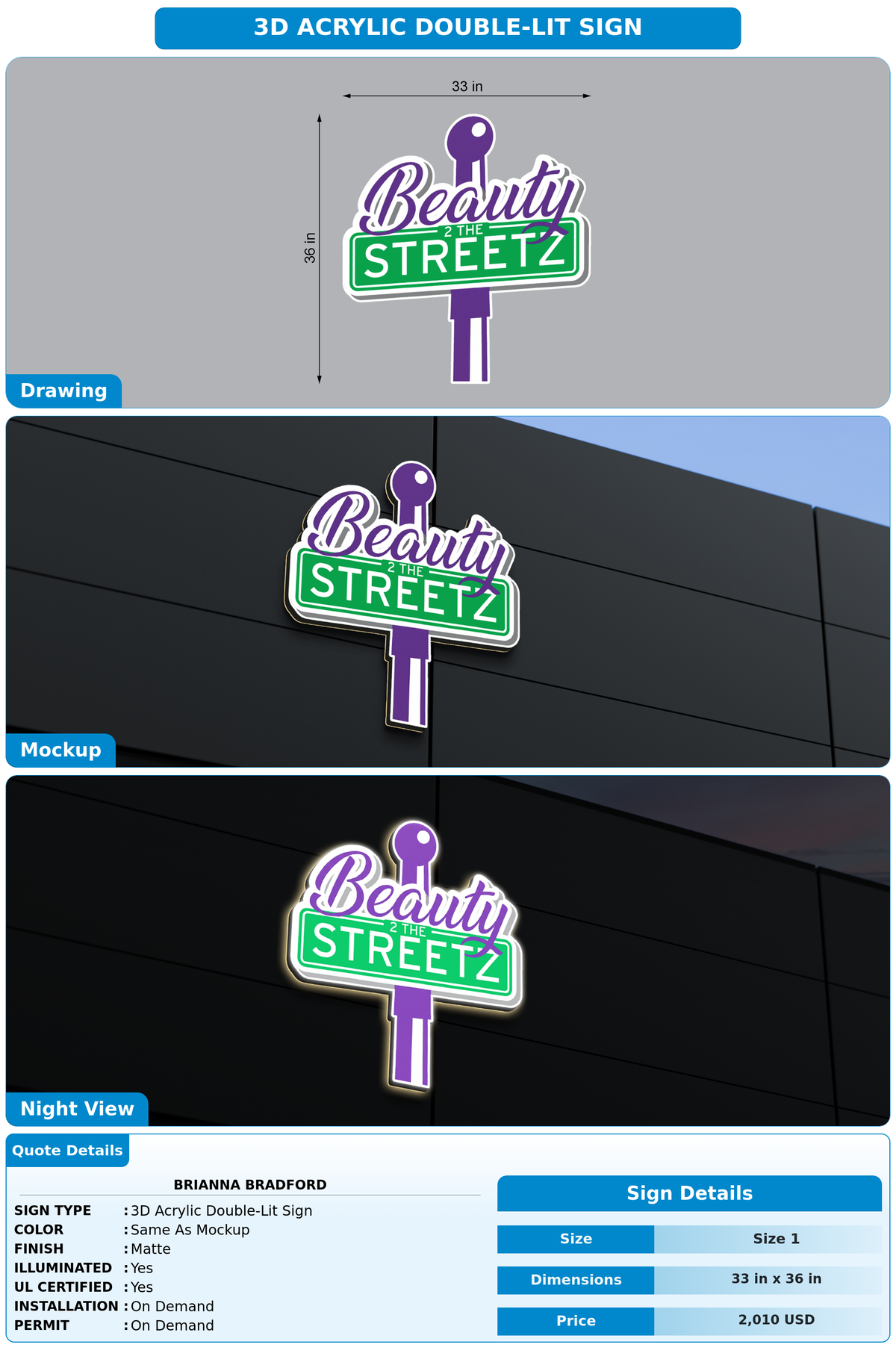 CUSTOM MOCKUP SIGN FOR Brianna Bradford