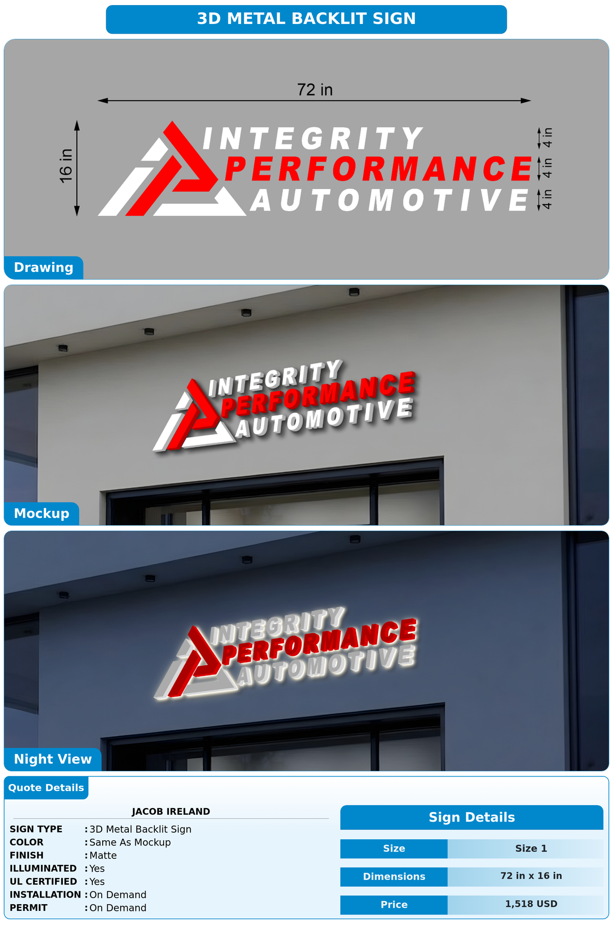 CUSTOM MOCKUP SIGN FOR Jacob Ireland