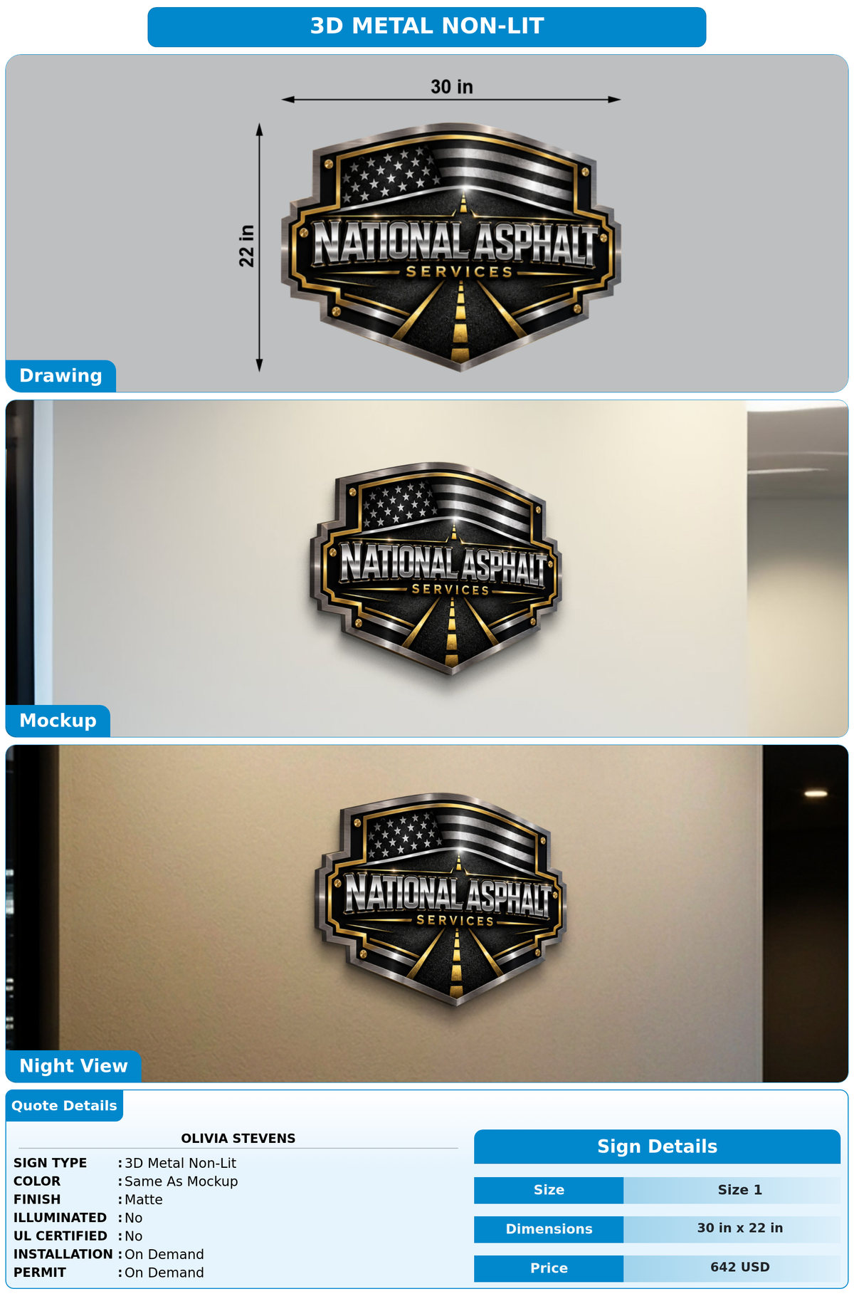 CUSTOM MOCKUP SIGN FOR Olivia Stevens