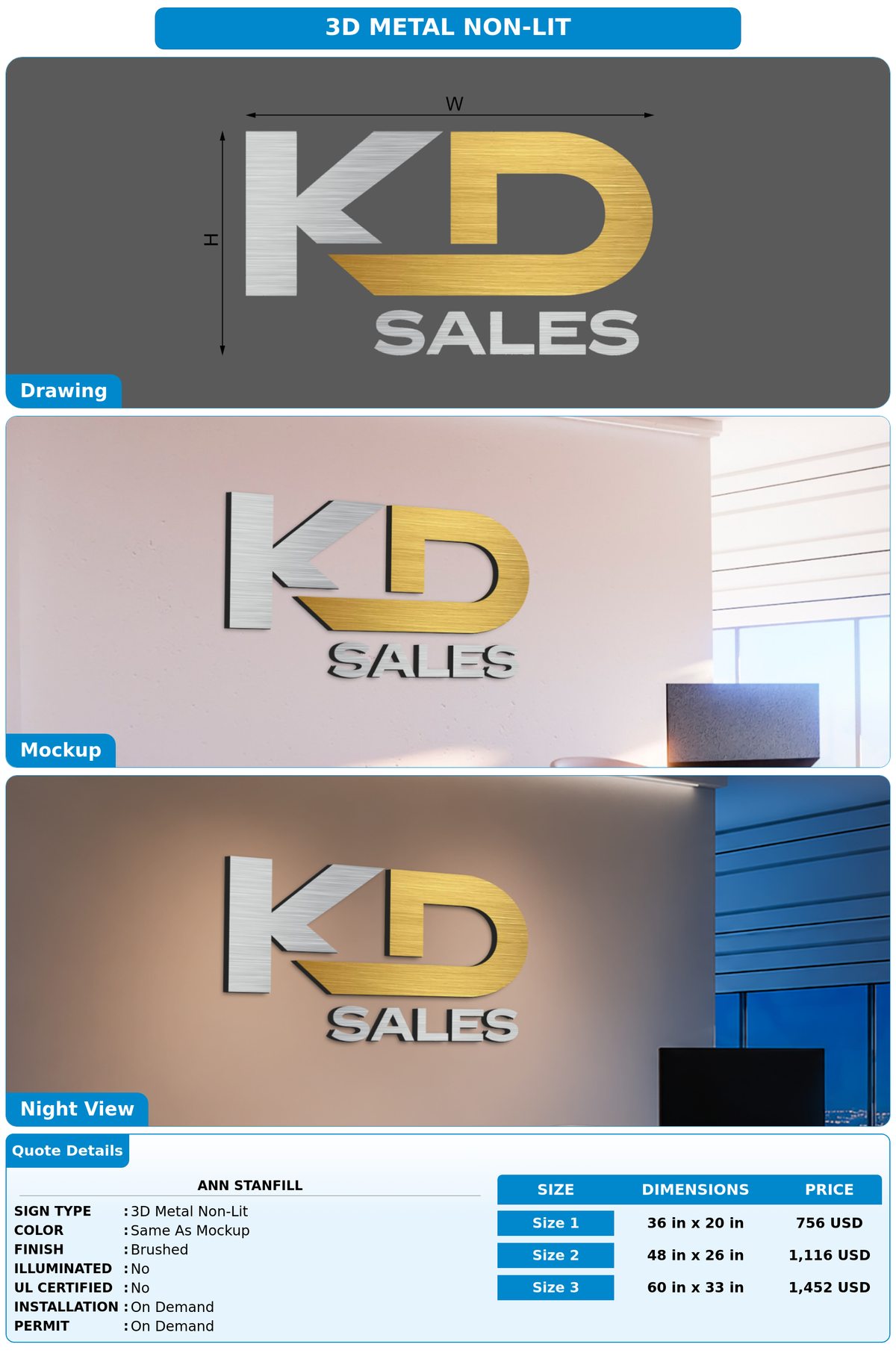 CUSTOM MOCKUP SIGN FOR Ann Stanfill